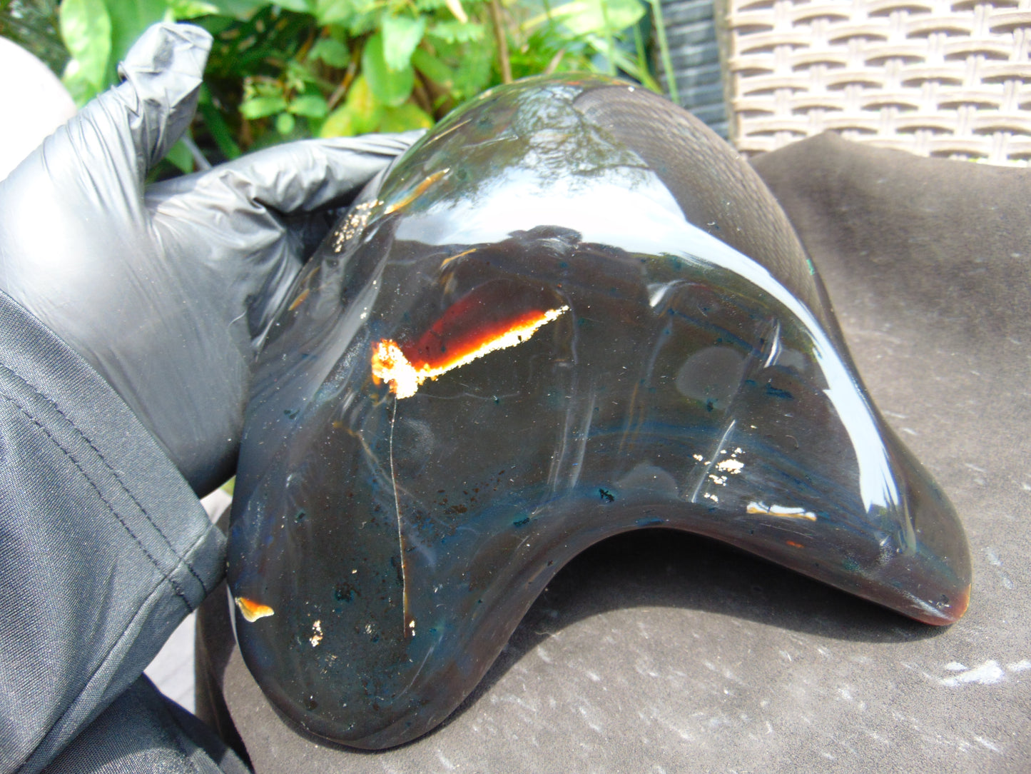 1824 gr Full Polished 21x20x7 cm Indonesian Dark Blue Amber for Healing AR113