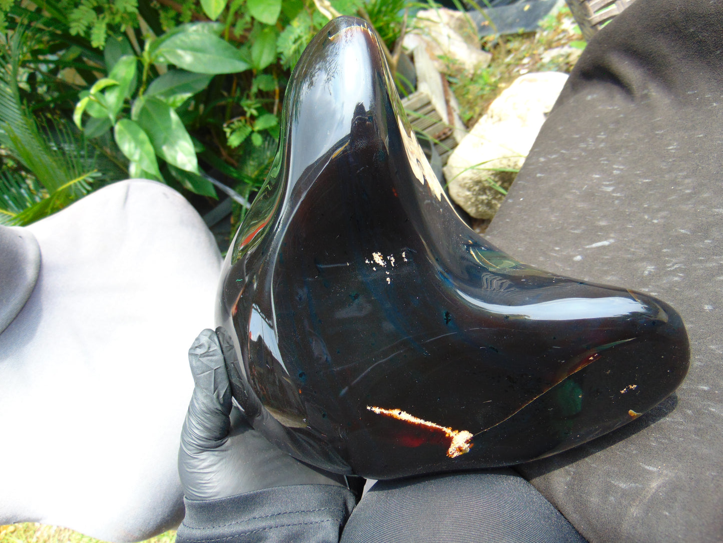 1824 gr Full Polished 21x20x7 cm Indonesian Dark Blue Amber for Healing AR113