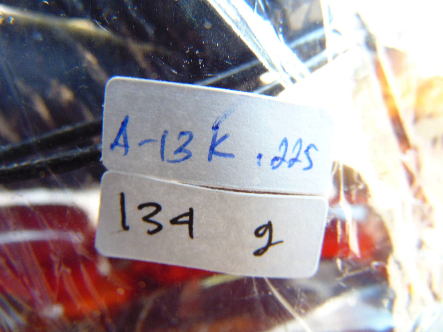 134 gr Small Necklace beads Indonesian Red Blue Amber for Healing A13K225