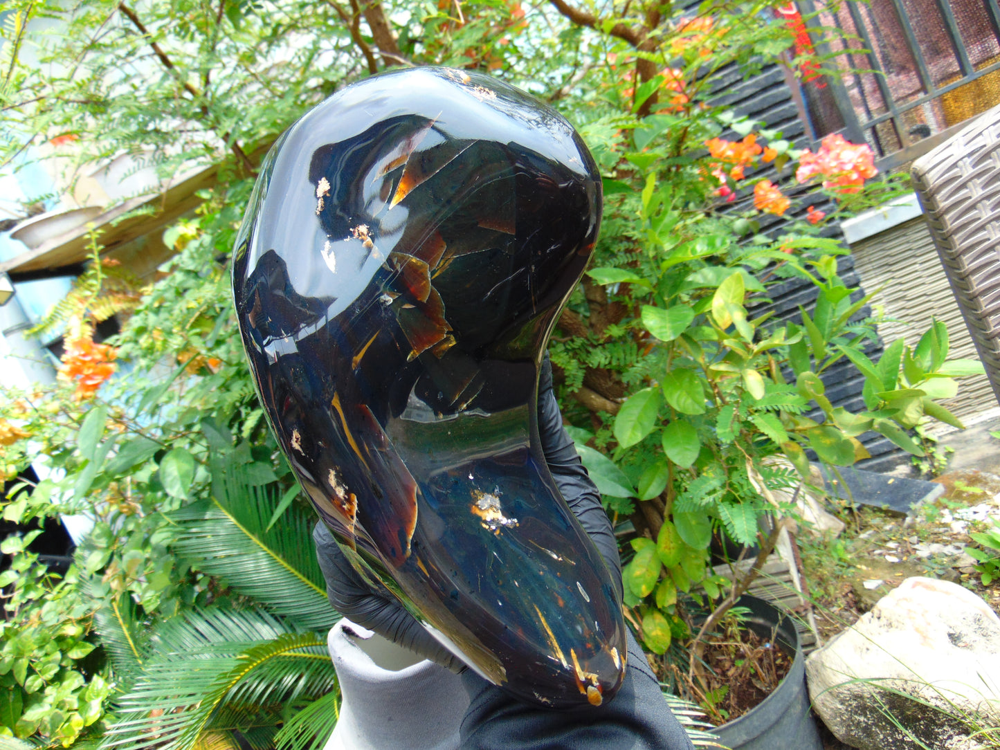 1824 gr Full Polished 21x20x7 cm Indonesian Dark Blue Amber for Healing AR113