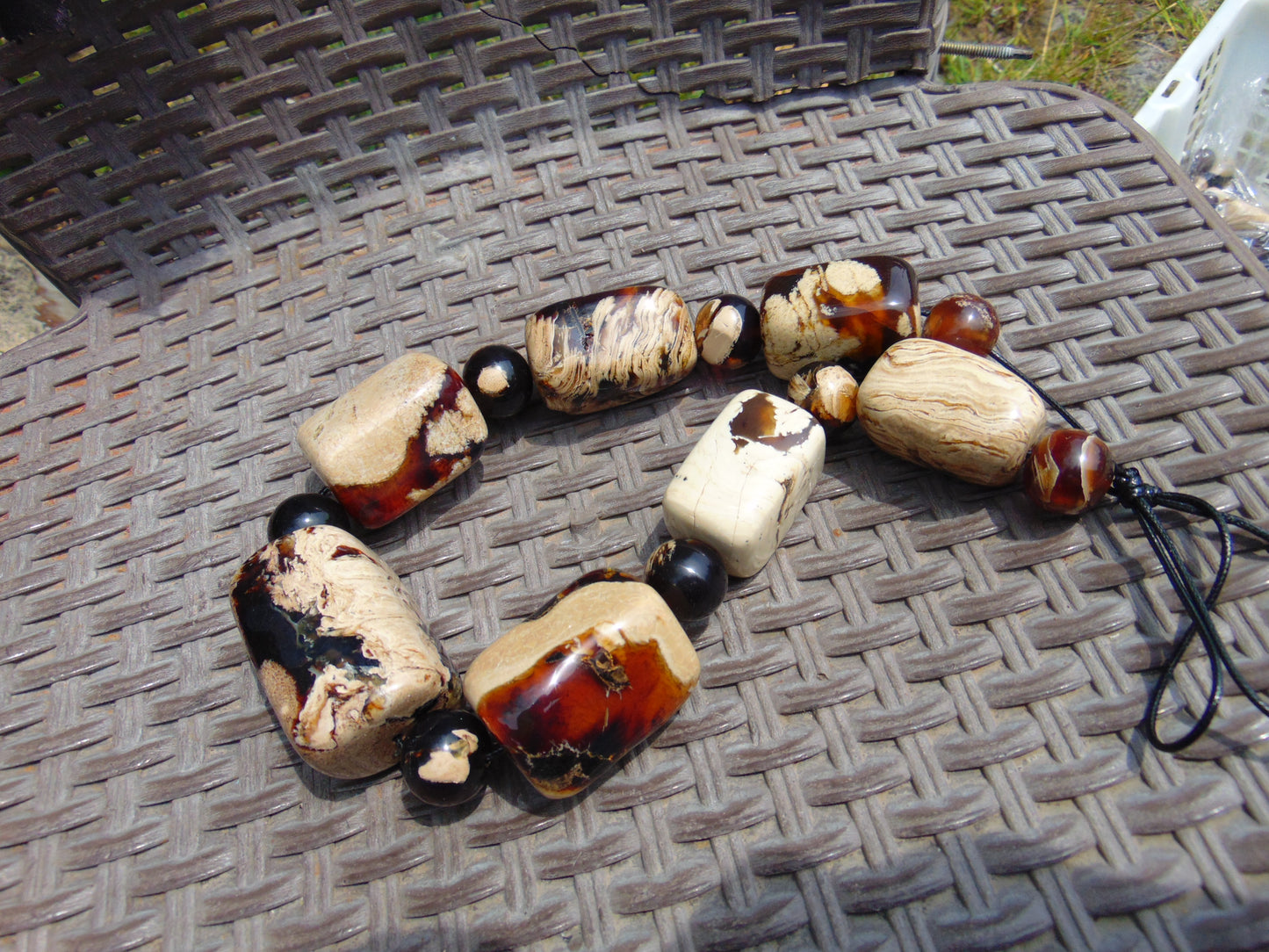 307 gr 15 beads Big Necklace Indonesian white Amber for Healing AWKK5