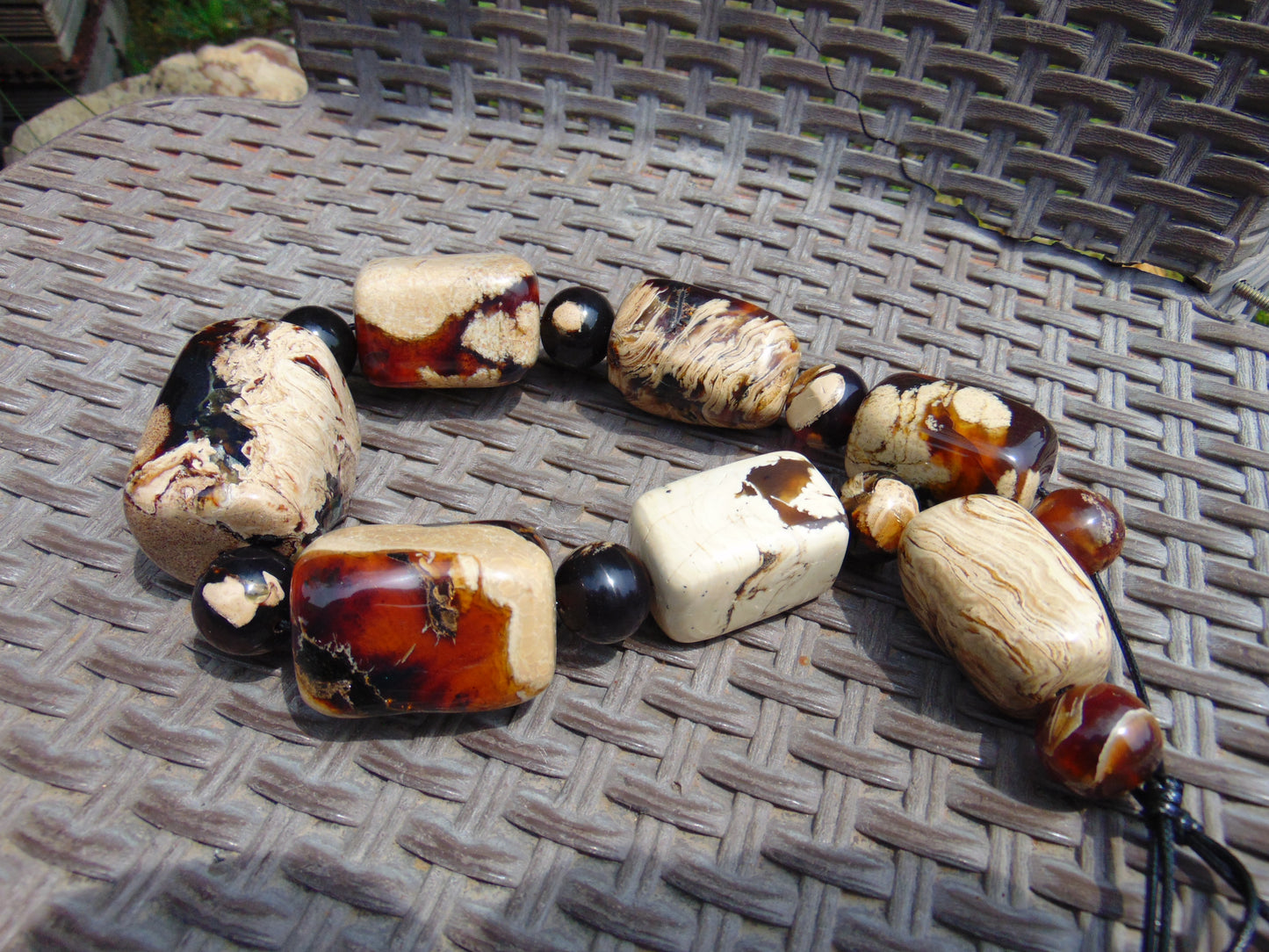 307 gr 15 beads Big Necklace Indonesian white Amber for Healing AWKK5