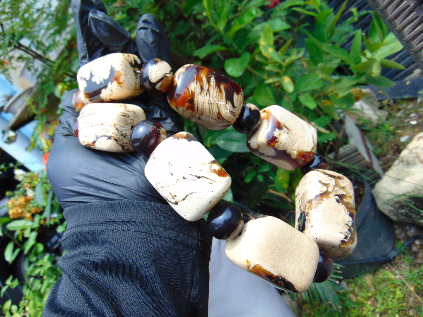 307 gr 15 beads Big Necklace Indonesian white Amber for Healing AWKK5