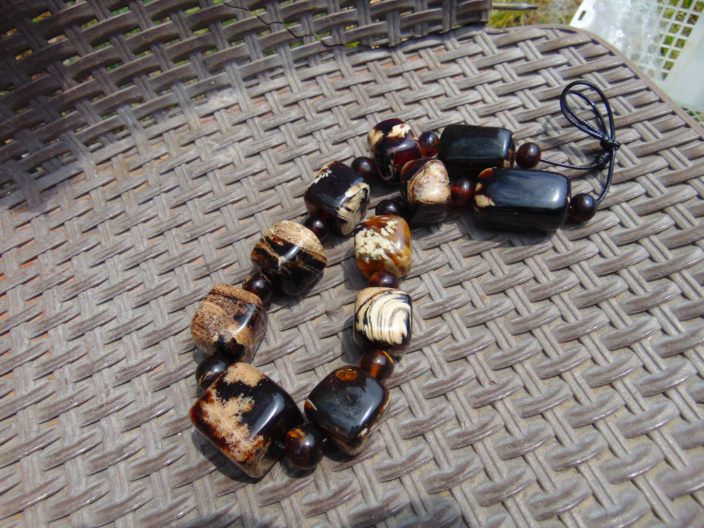 209 gr 23 beads Big Necklace Indonesian white Amber for Healing AWKK11