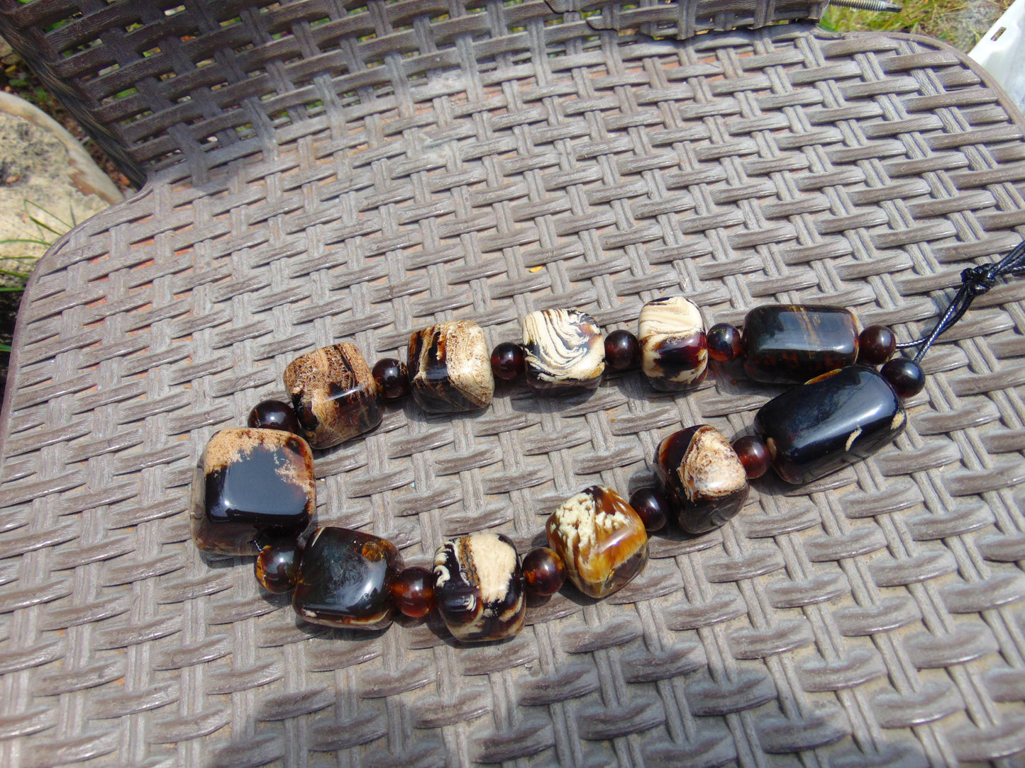 209 gr 23 beads Big Necklace Indonesian white Amber for Healing AWKK11