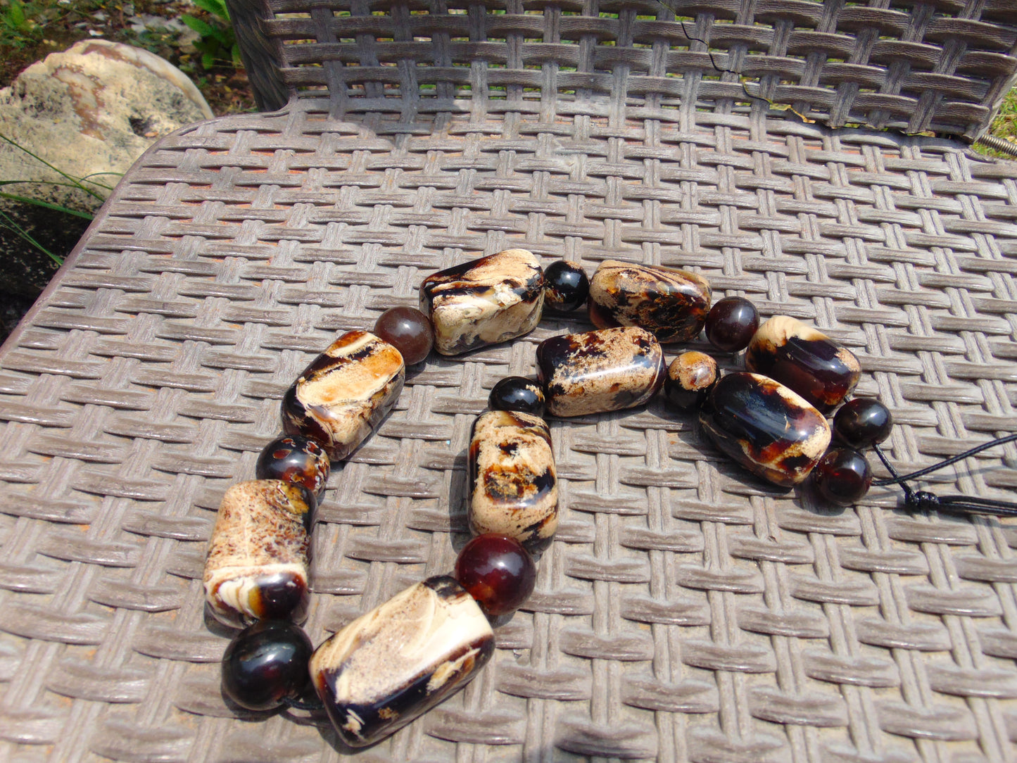206 gr 19 beads Big Necklace Indonesian white Amber for Healing AWKK8