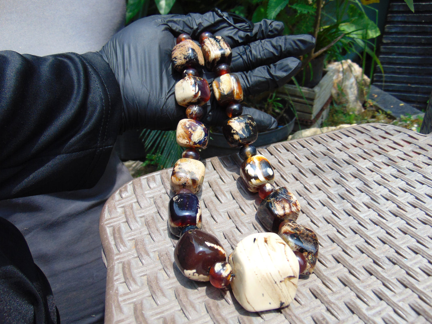 156 gr 27 beads Big Necklace Indonesian red white Amber for Healing AWKK10