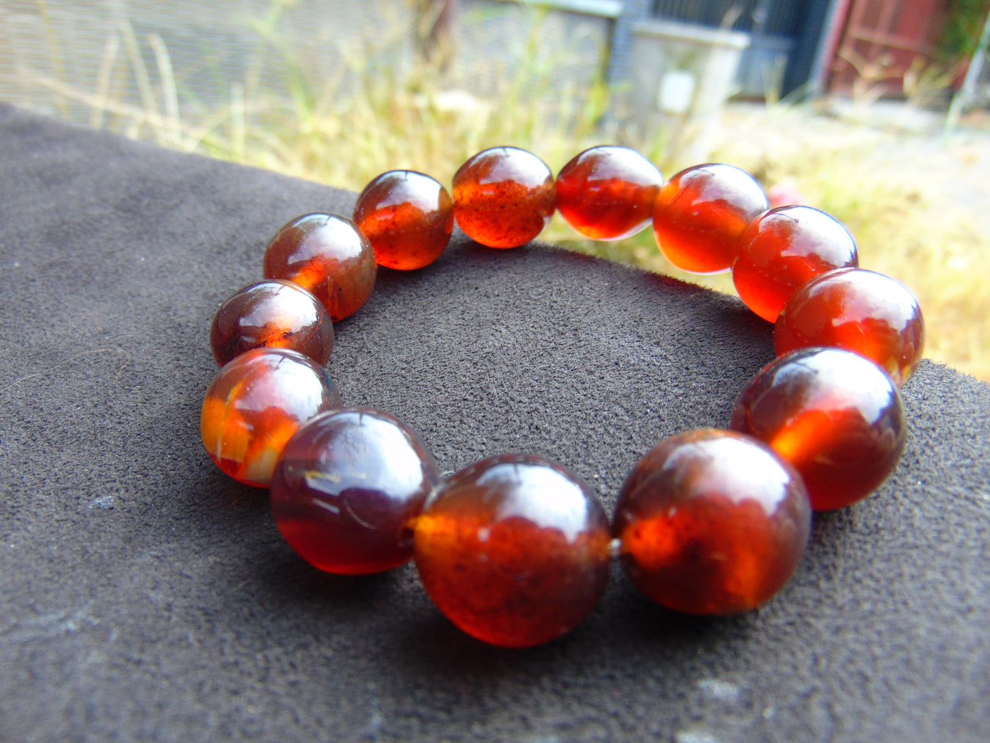 22 Gram 13 Small Beads Bracelet Indonesian Red Amber for Healing F14