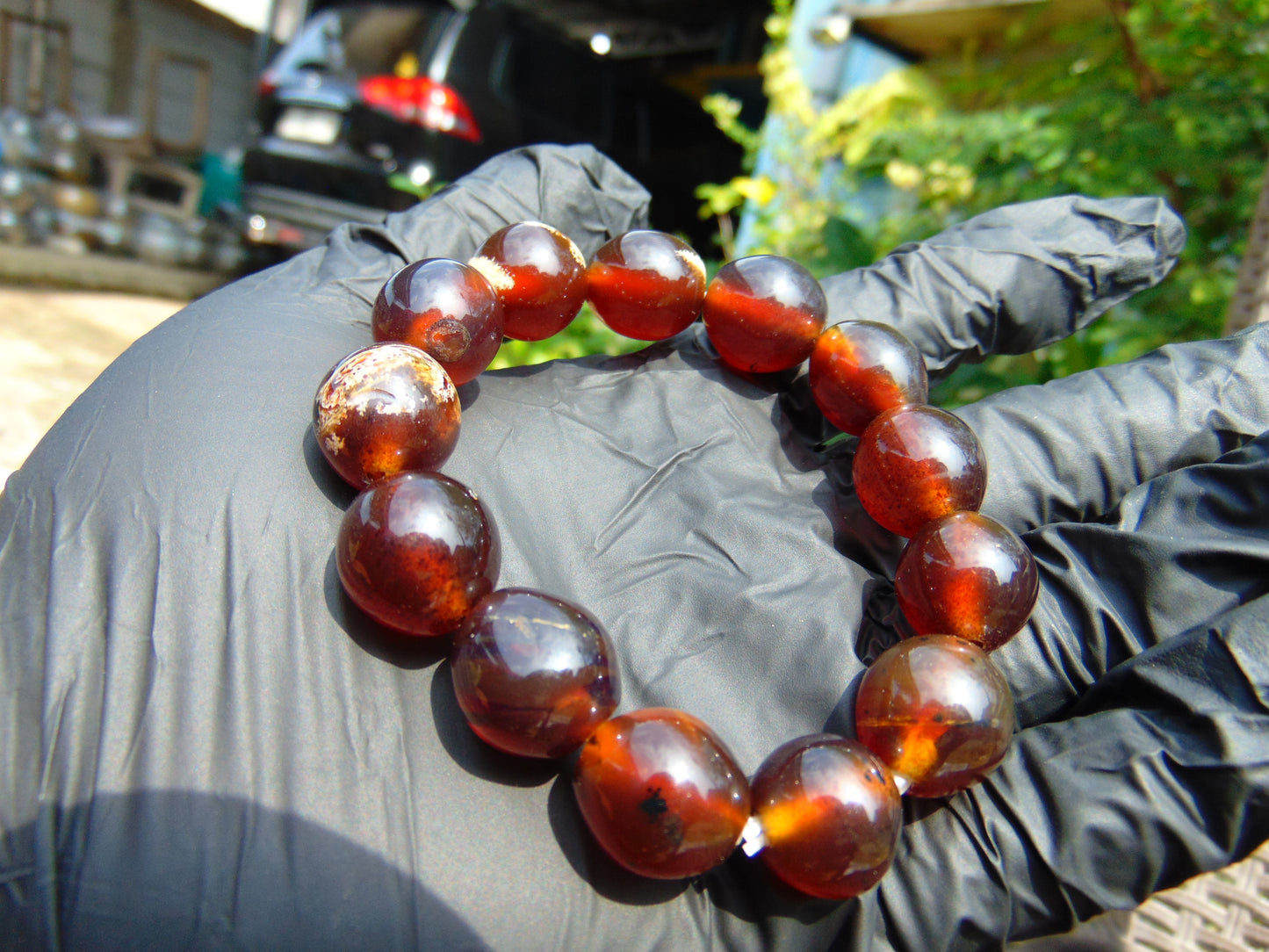 22 Gram 13 Small Beads Bracelet Indonesian Red Amber for Healing F14