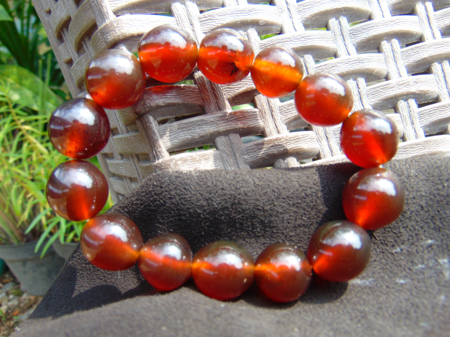 23 Gram 13 Small Beads Bracelet Indonesian Red Amber for Healing F13