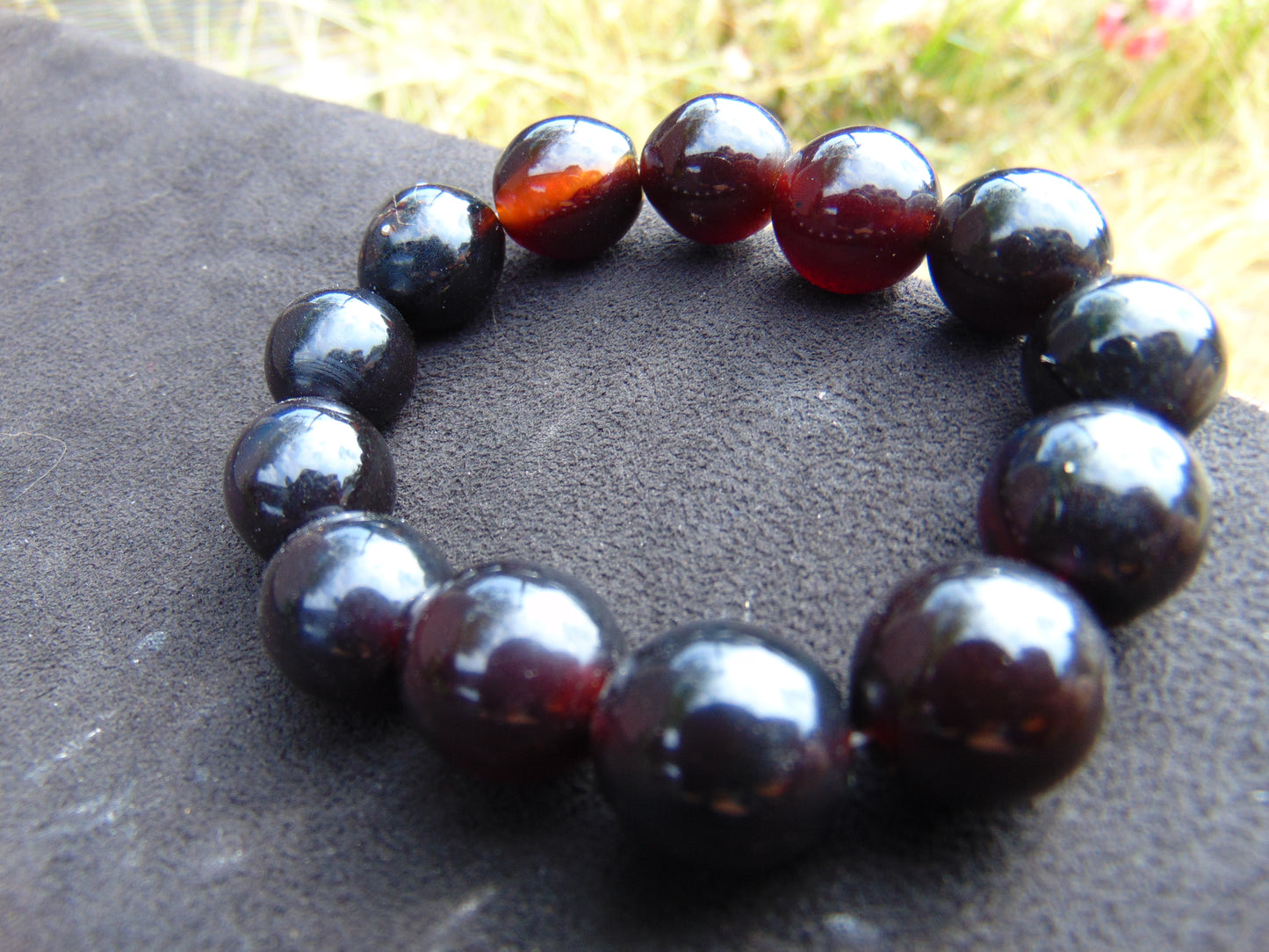 23 Gram 13 Small Beads Bracelet Indonesian Cherry Red Amber for Healing F12