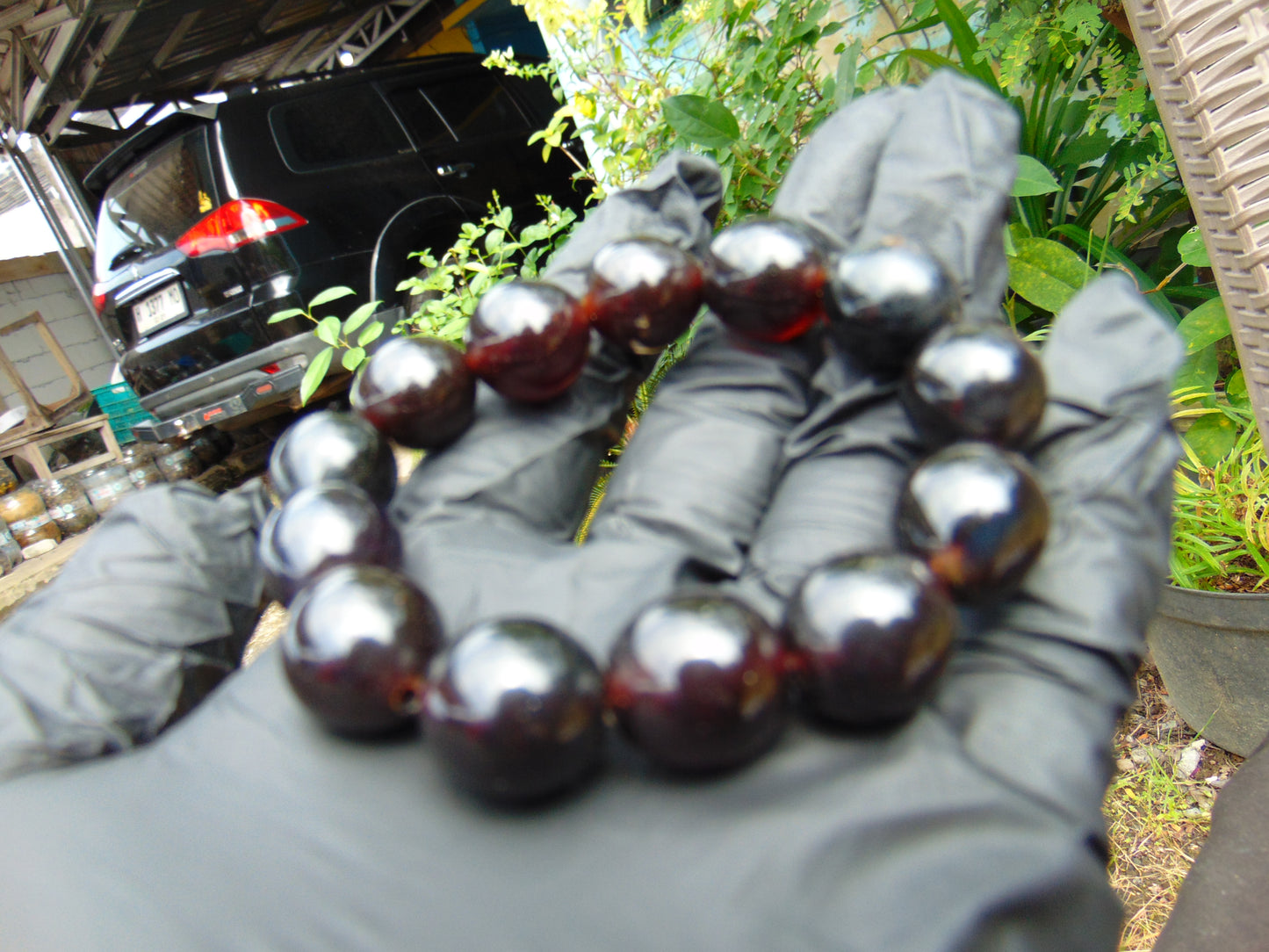 23 Gram 13 Small Beads Bracelet Indonesian Cherry Red Amber for Healing F12