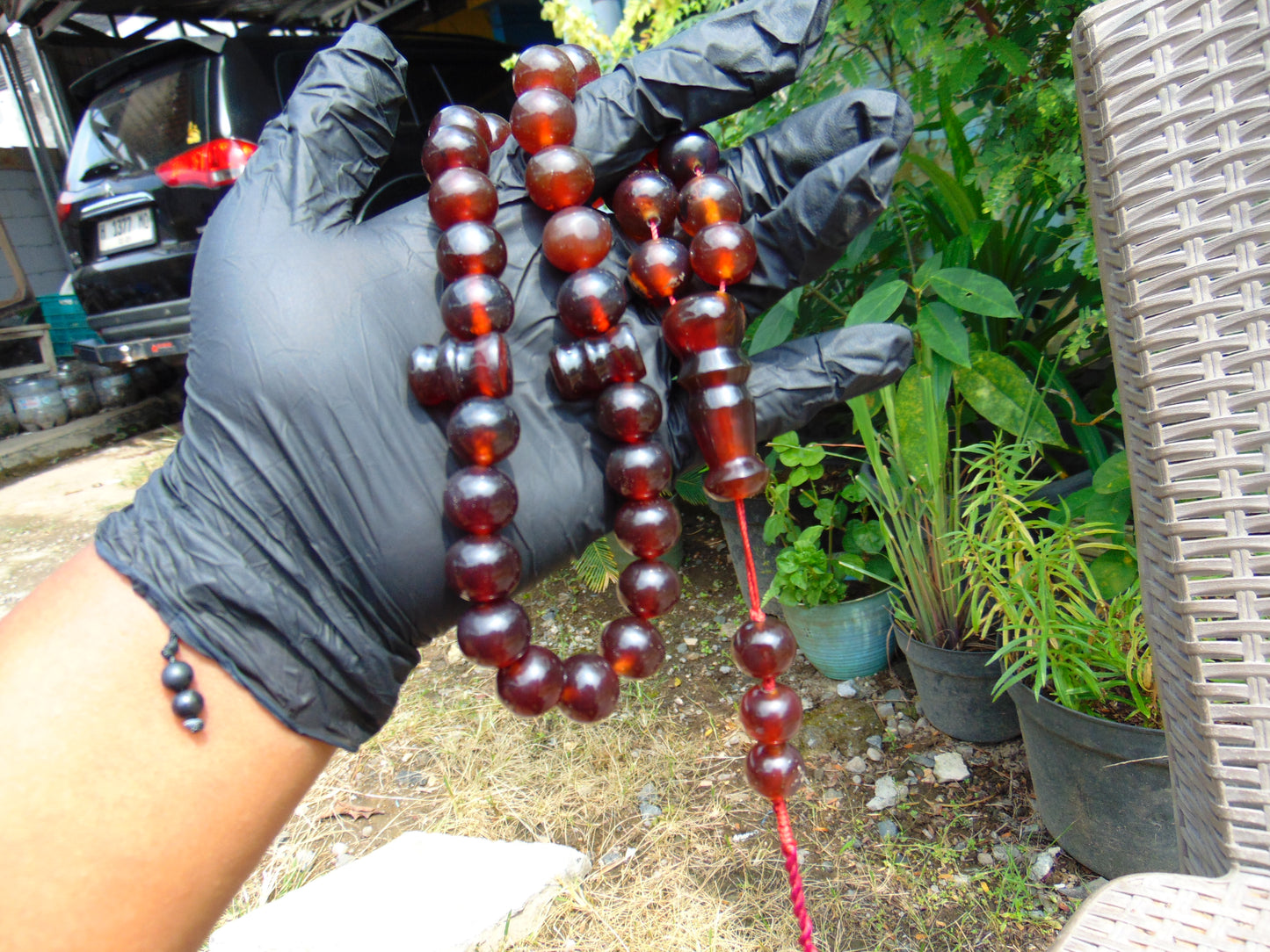 77 gr Tasbih Mesbah Rosary 33+3 Beads 16 mm Indonesian Red Amber for Healing FR26