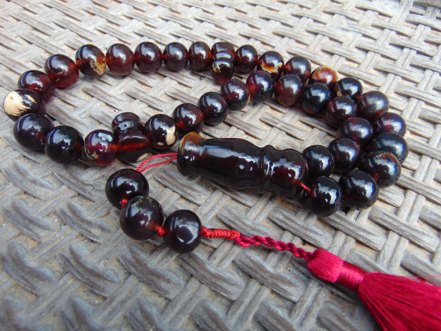 81 gr Tasbih Mesbah Rosary 33+3 Beads 16 mm Indonesian Black Amber for Healing FR17