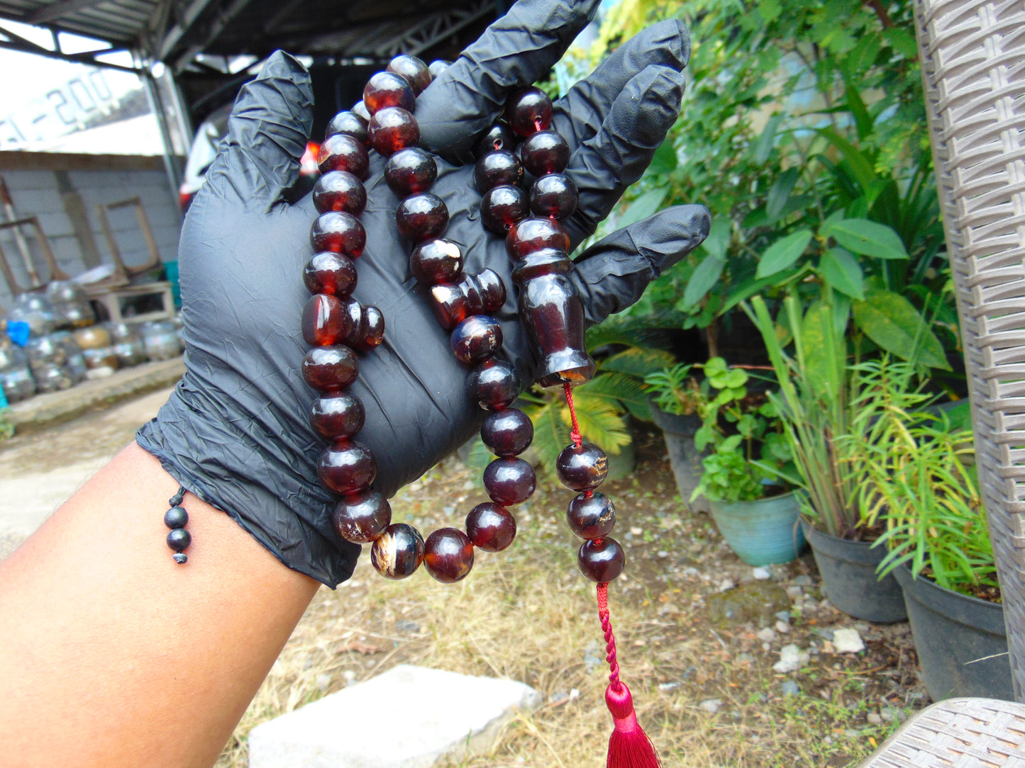 81 gr Tasbih Mesbah Rosary 33+3 Beads 16 mm Indonesian Black Amber for Healing FR17