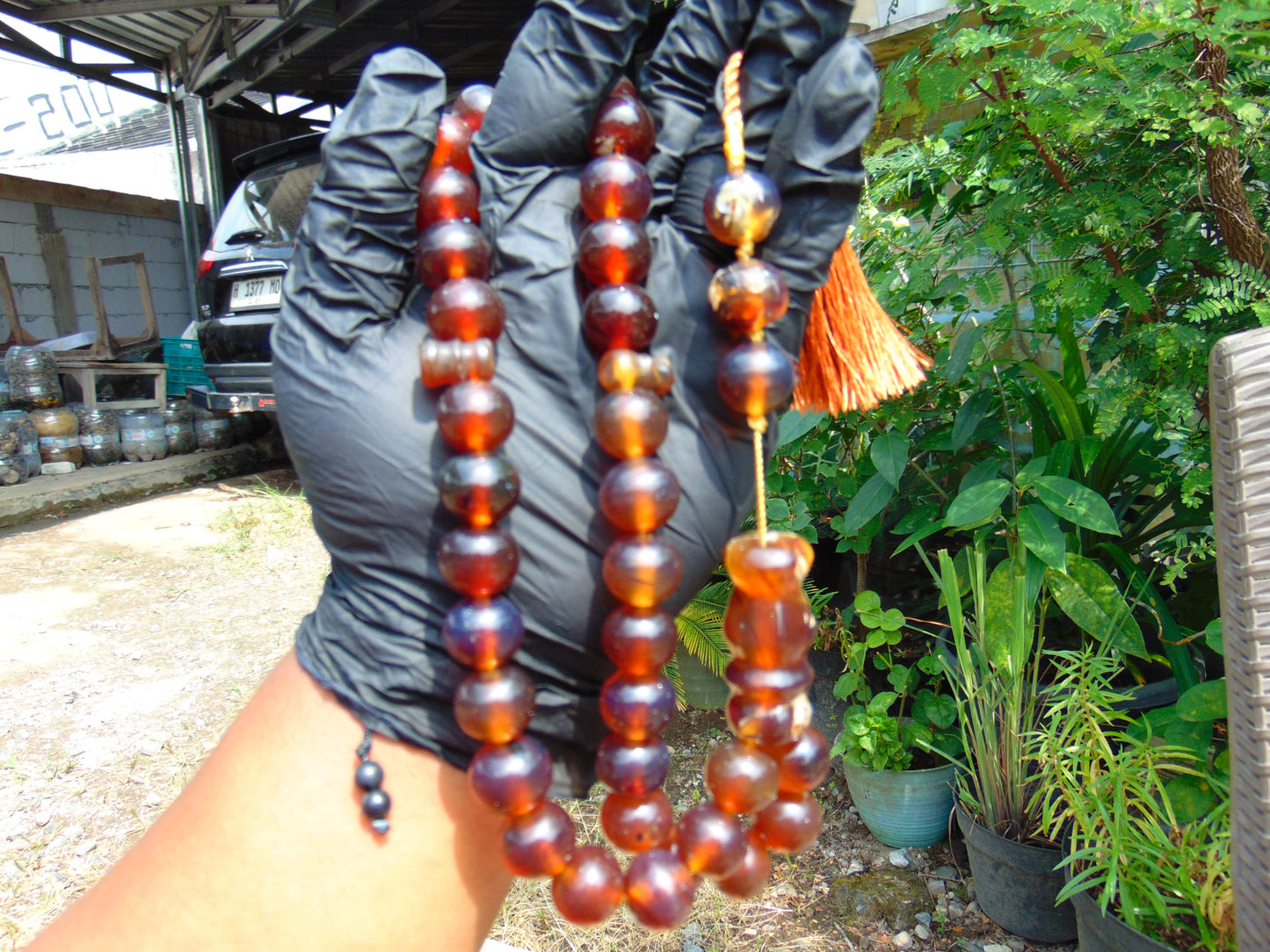 74 gr Tasbih Mesbah Rosary 33+3 Beads 16 mm Indonesian Yellow Red Amber for Healing FR19