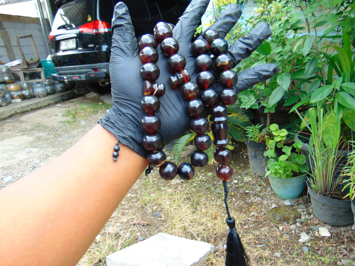 136 gr Big Tasbih Mesbah Rosary 33+2 Beads 18 mm Indonesian Black Amber for Healing Collection TB18i2