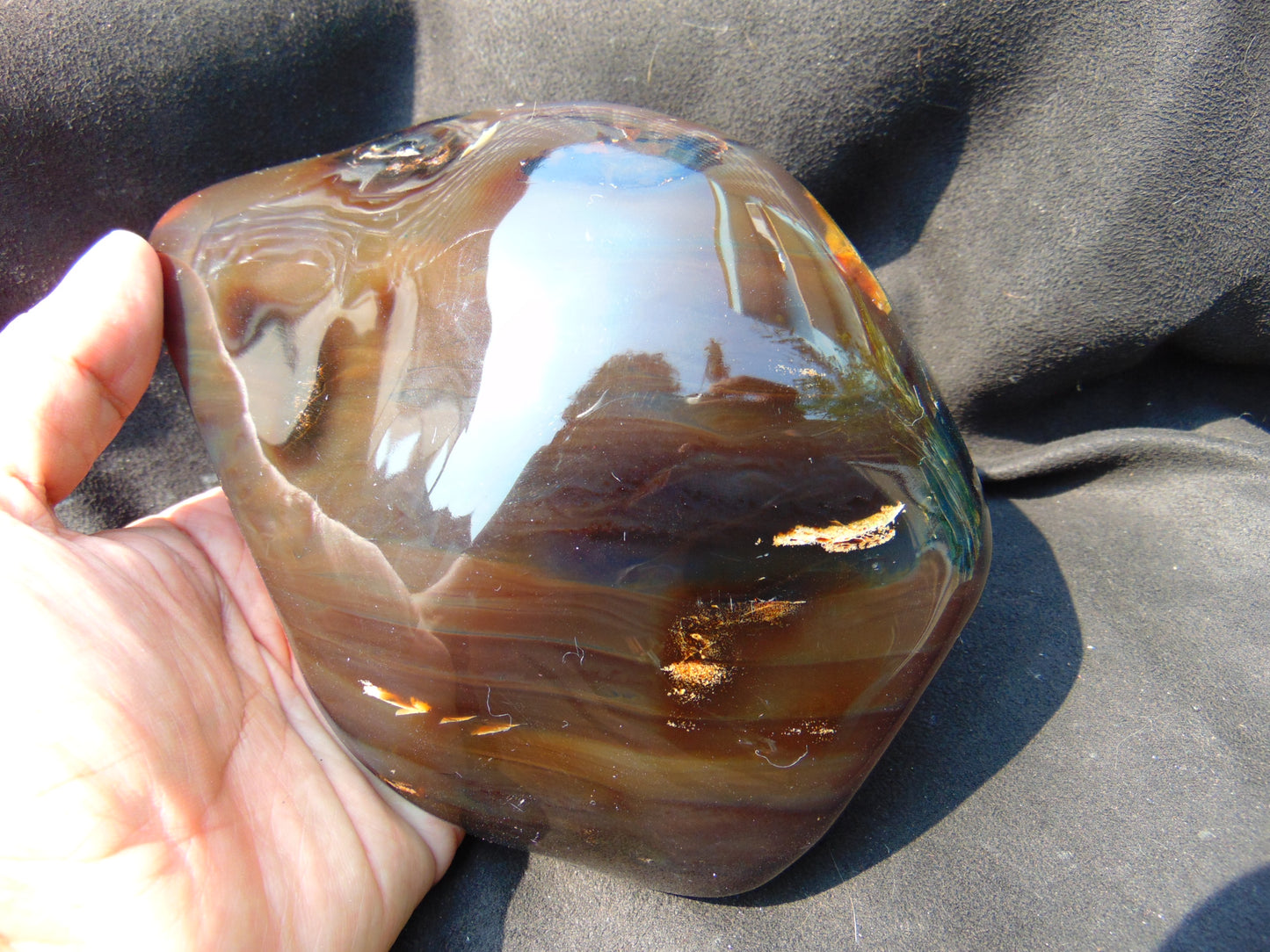 484 gram Full Polished 170x119x45 mm Indonesia Blue Caramel Amber for Healing AJ1010