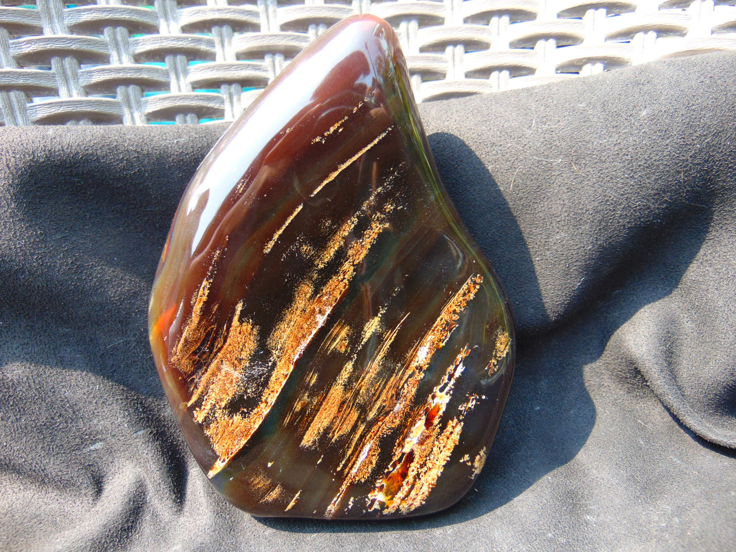 484 gram Full Polished 170x119x45 mm Indonesia Blue Caramel Amber for Healing AJ1010