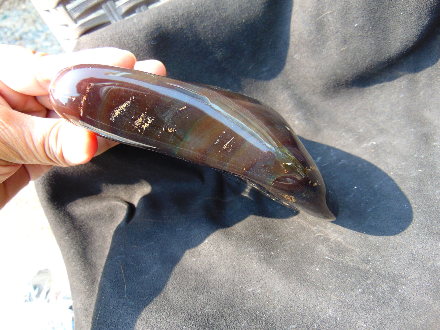 484 gram Full Polished 170x119x45 mm Indonesia Blue Caramel Amber for Healing AJ1010