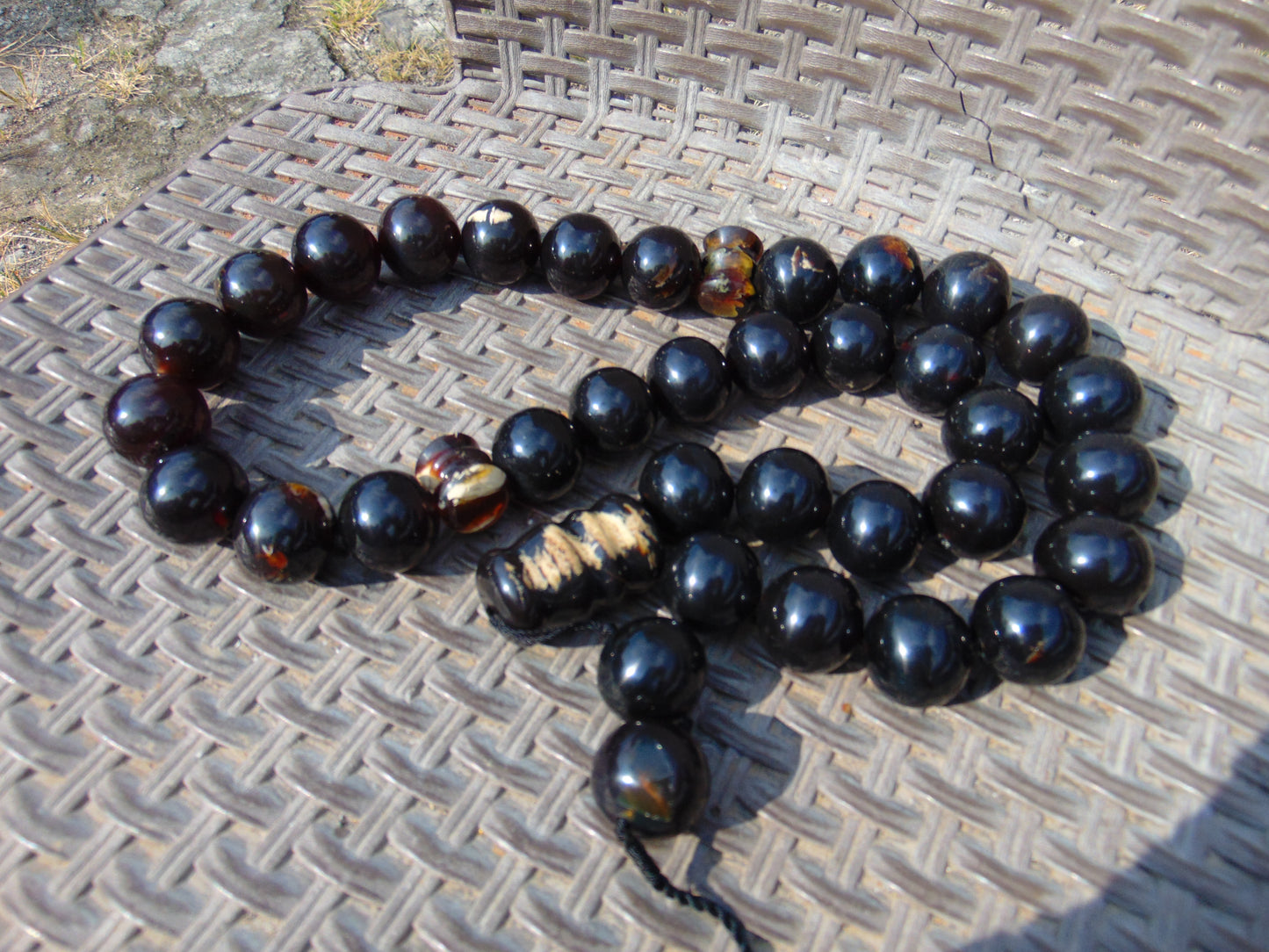 350 gr Big Tasbih Mesbah Rosary 33+3 Beads 25 mm Indonesian Black Amber for Healing Collection FR43