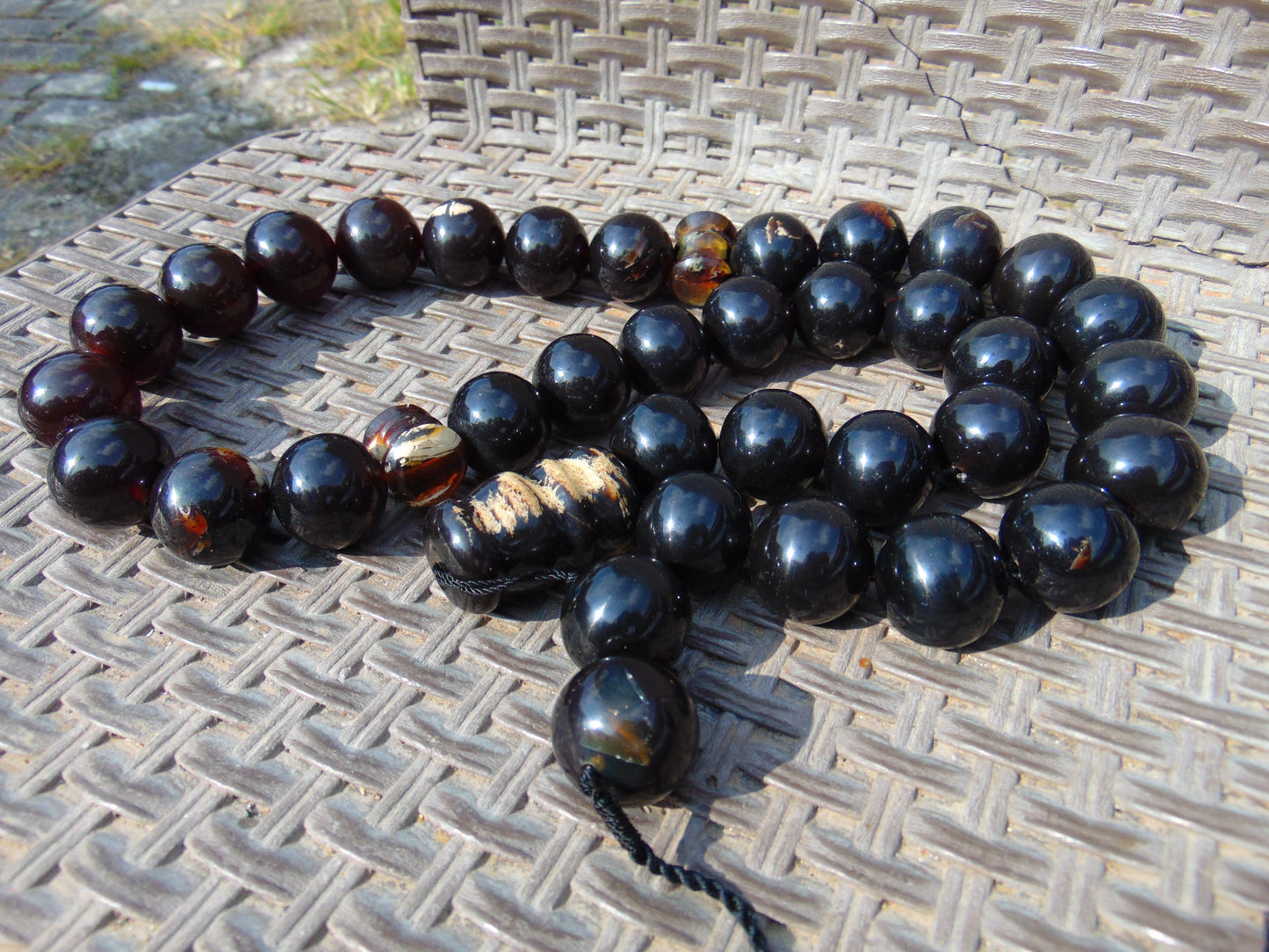 350 gr Big Tasbih Mesbah Rosary 33+3 Beads 25 mm Indonesian Black Amber for Healing Collection FR43