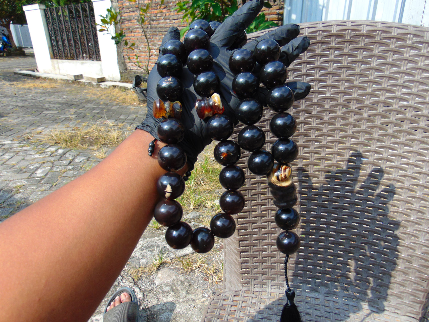 350 gr Big Tasbih Mesbah Rosary 33+3 Beads 25 mm Indonesian Black Amber for Healing Collection FR43
