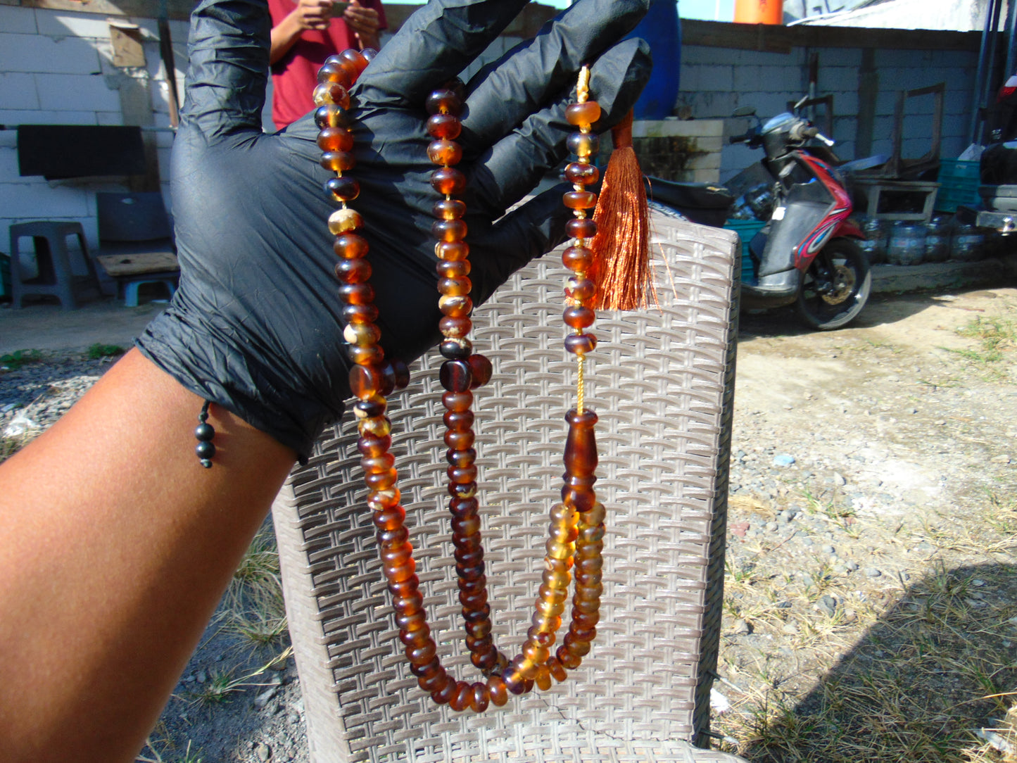 72 gram 99+9 Beads Tasbih Necklace Rosary for Yoga Meditation Indonesian Yellow Amber for Healing FR34