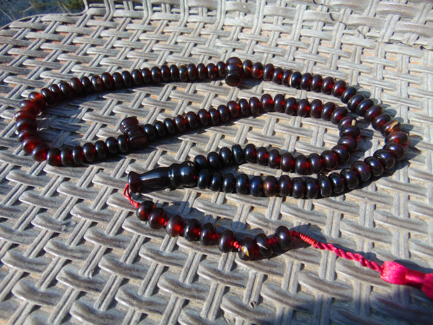 75 gram 99+9 Tasbih Rosary Islam Necklace for Yoga Meditation Indonesian Cherry Red Amber for Healing FR32