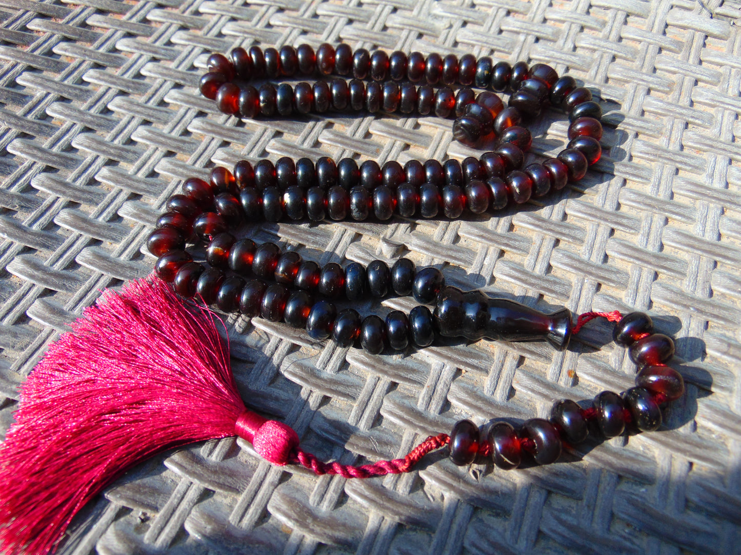 75 gram 99+9 Tasbih Rosary Islam Necklace for Yoga Meditation Indonesian Cherry Red Amber for Healing FR32