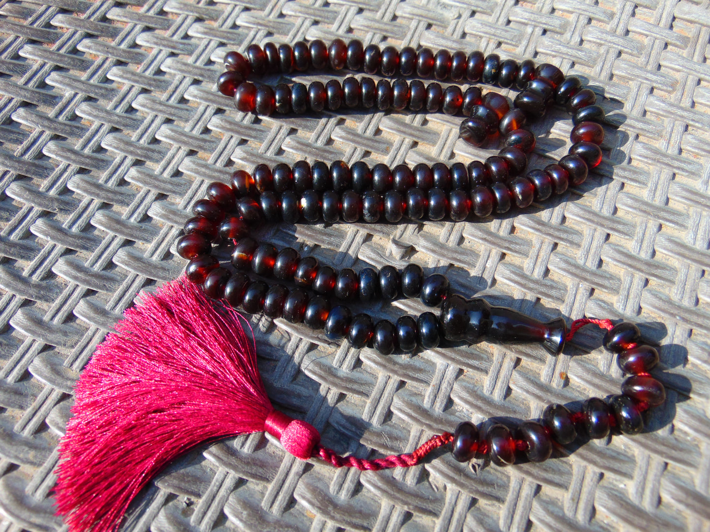 75 gram 99+9 Tasbih Rosary Islam Necklace for Yoga Meditation Indonesian Cherry Red Amber for Healing FR32