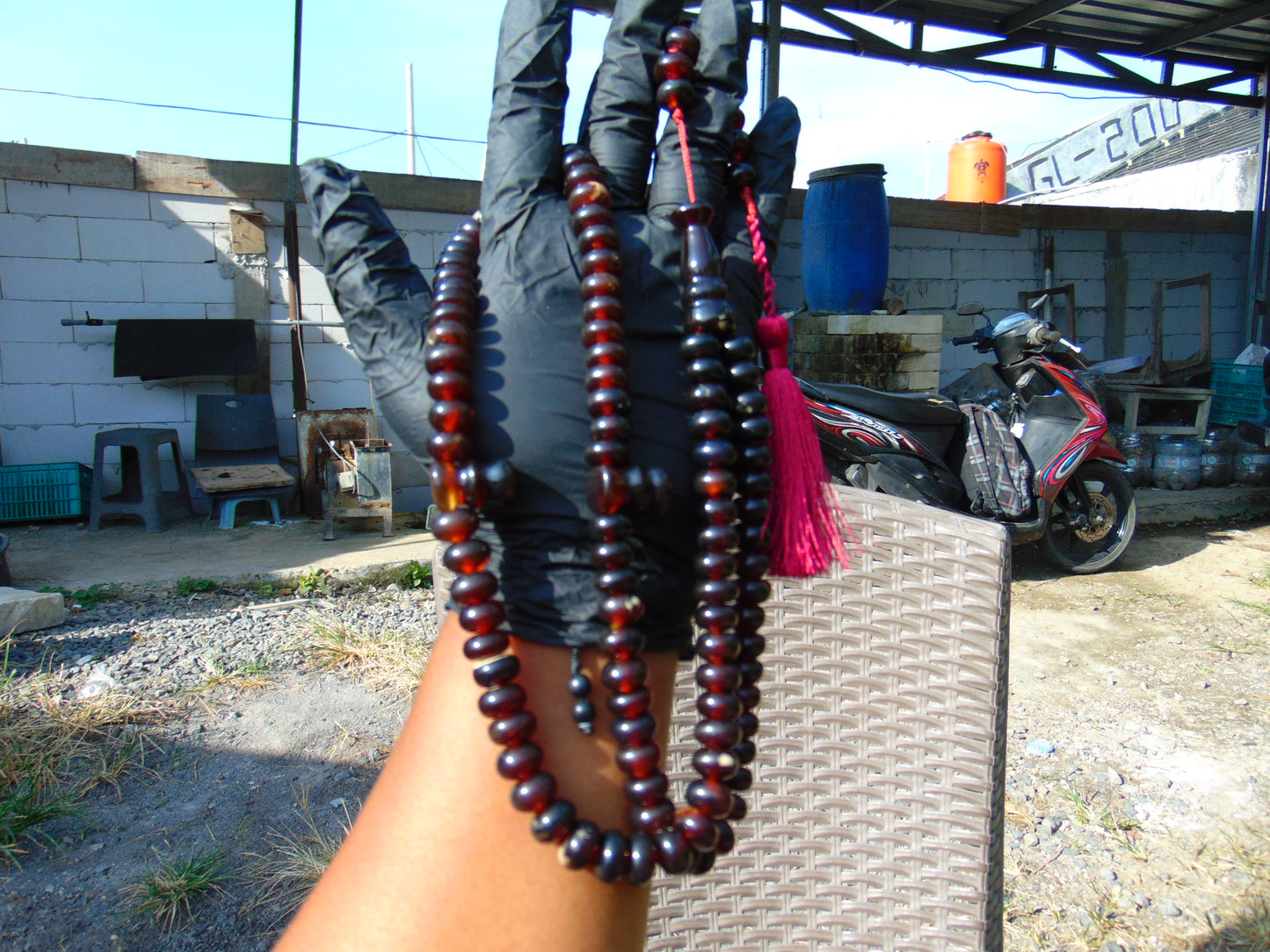 75 gram 99+9 Tasbih Rosary Islam Necklace for Yoga Meditation Indonesian Cherry Red Amber for Healing FR32