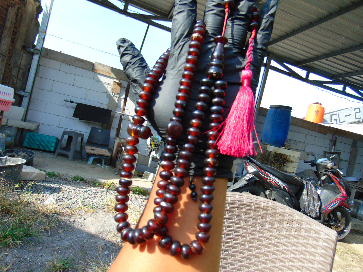 75 gram 99+9 Tasbih Rosary Islam Necklace for Yoga Meditation Indonesian Cherry Red Amber for Healing FR32