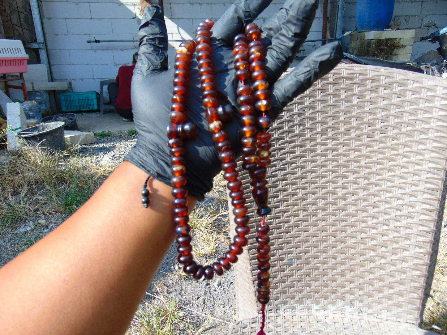 74 gram 99+9 Beads Tasbih Rosary Islam Necklace for Yoga Meditation Indonesian Yellow Red Amber for Healing MR12