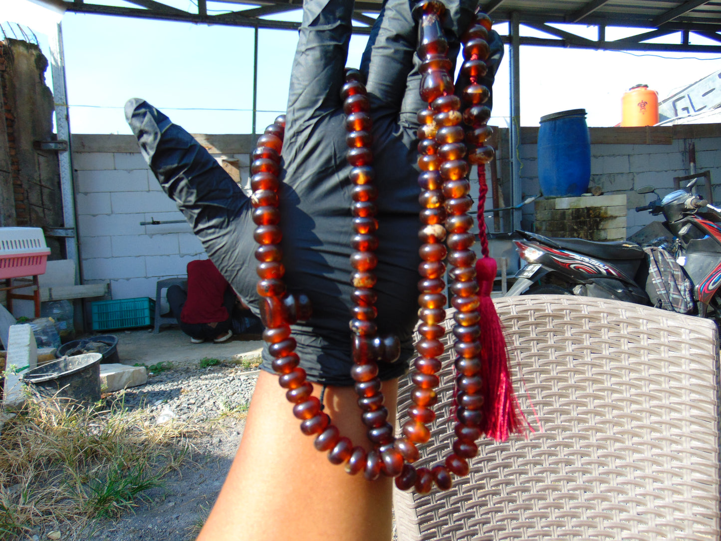 74 gram 99+9 Beads Tasbih Rosary Islam Necklace for Yoga Meditation Indonesian Yellow Red Amber for Healing MR12