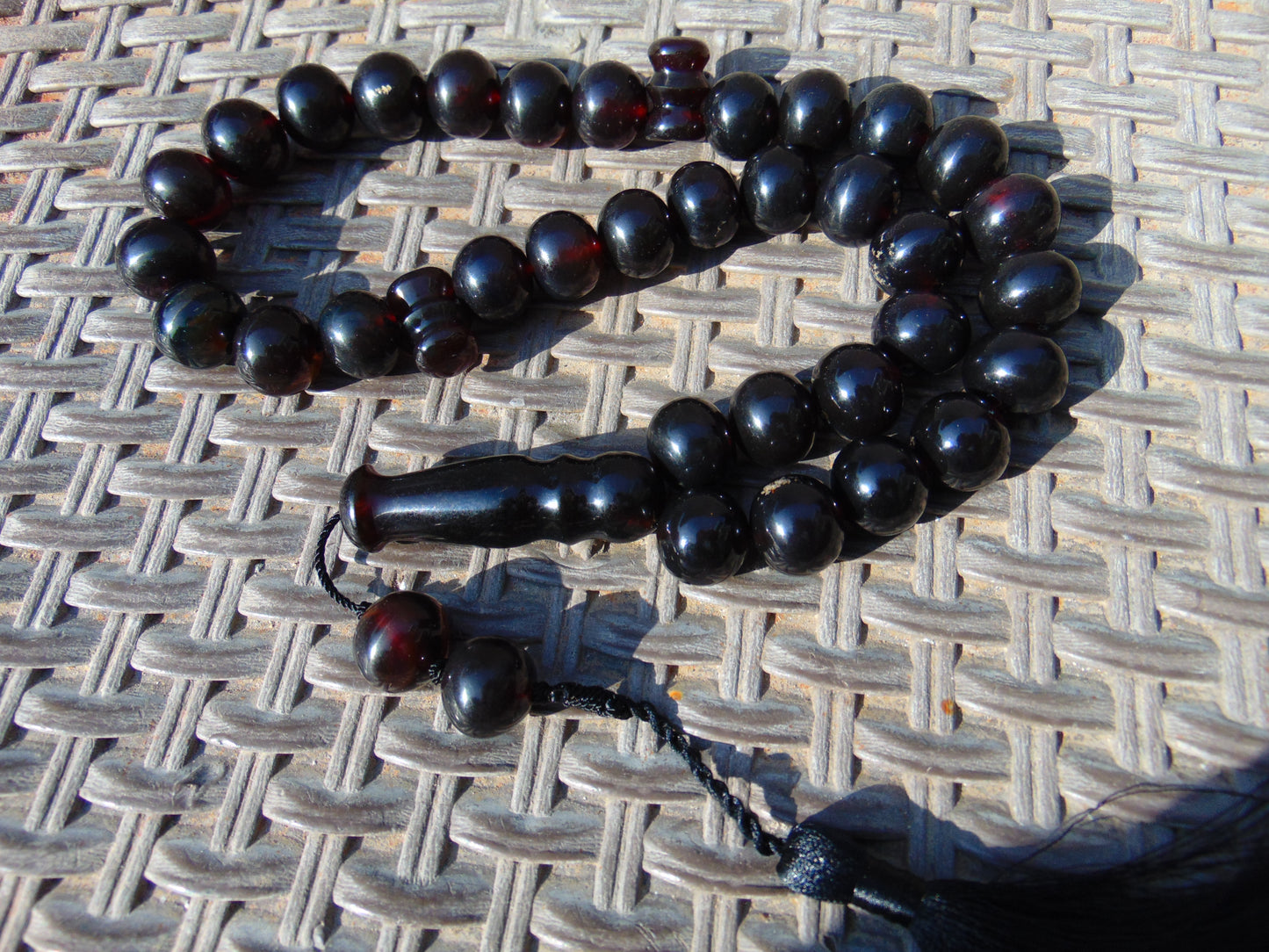 107 gr BIG Tasbih 33+3 Beads Mesbah Rosary Indonesian Black Amber for Healing TB17i6
