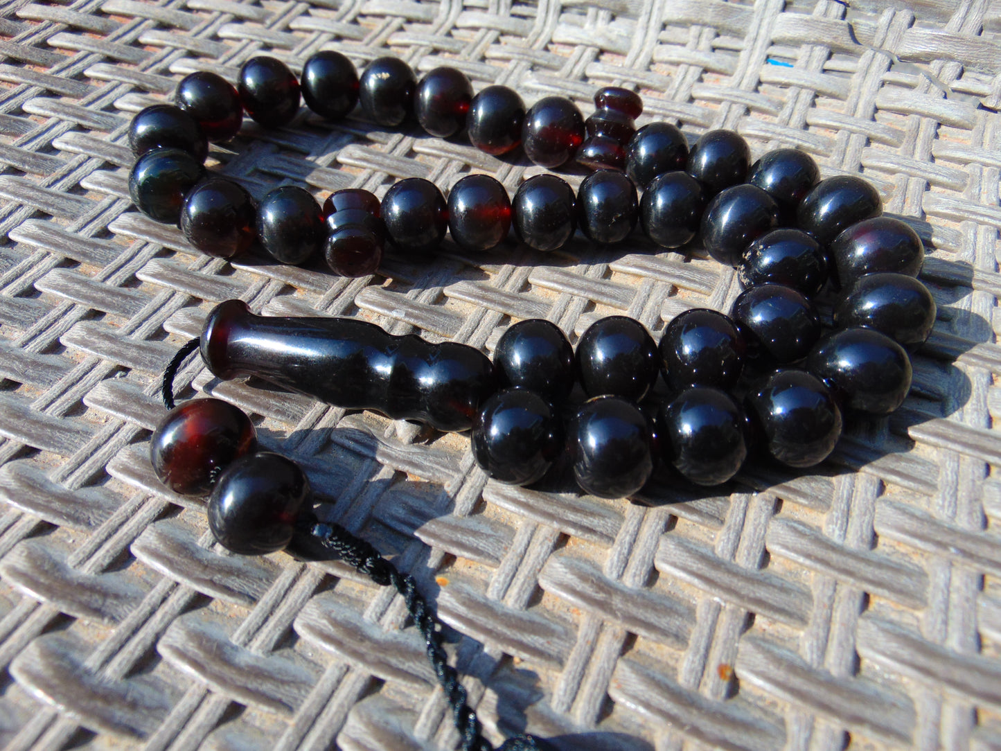 107 gr BIG Tasbih 33+3 Beads Mesbah Rosary Indonesian Black Amber for Healing TB17i6