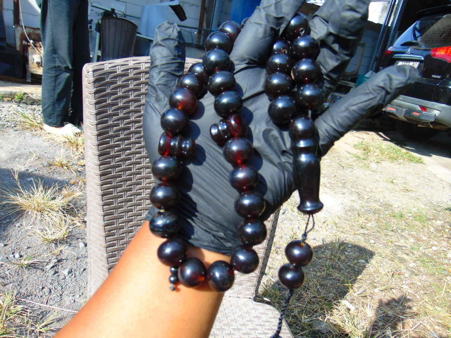 107 gr BIG Tasbih 33+3 Beads Mesbah Rosary Indonesian Black Amber for Healing TB17i6