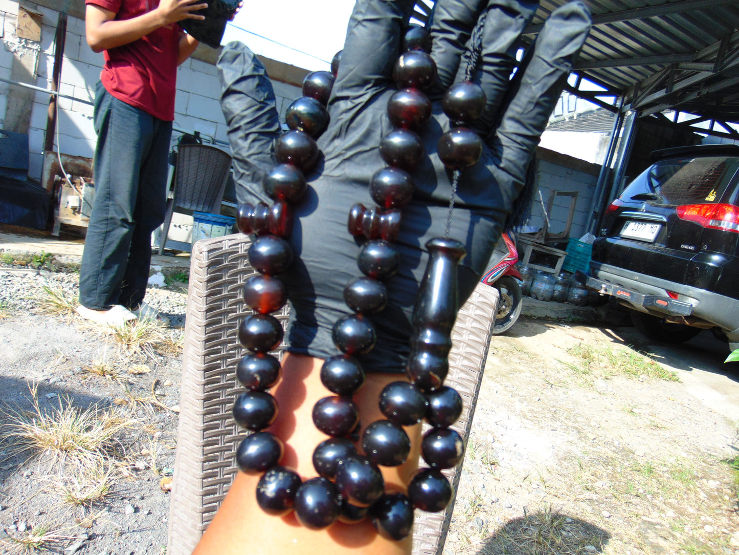 107 gr BIG Tasbih 33+3 Beads Mesbah Rosary Indonesian Black Amber for Healing TB17i6