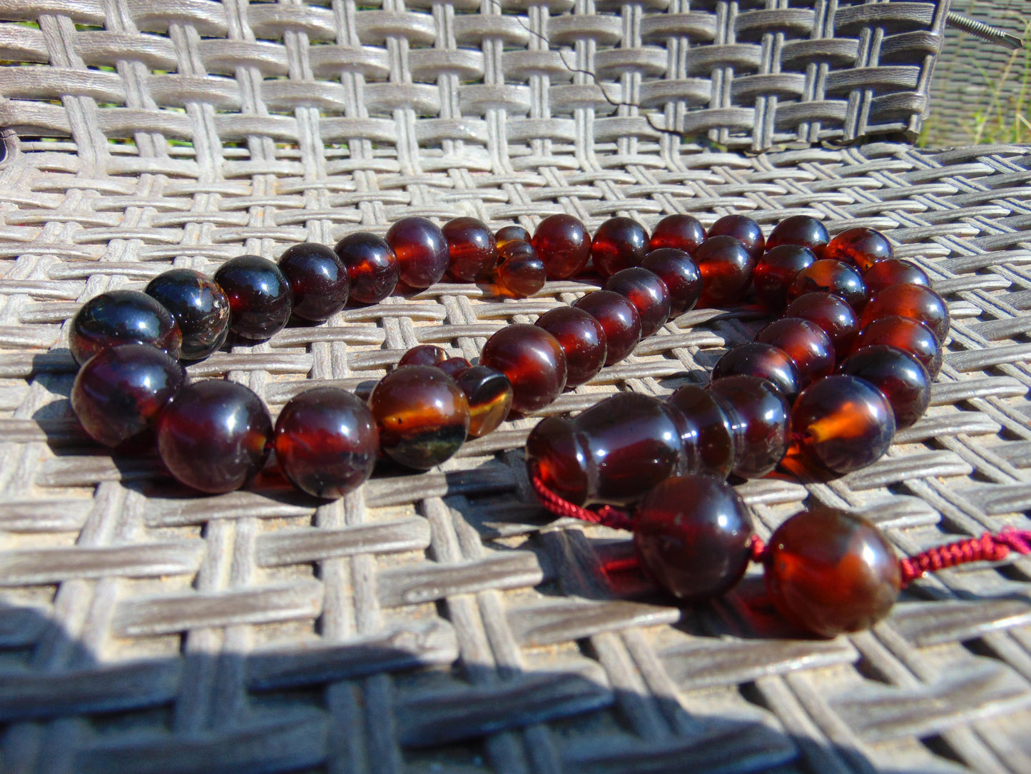 97 gr Big Tasbih Mesbah Rosary 33+2 Beads 18 mm Indonesian Cherry Red Amber for Healing Collection TB16i2