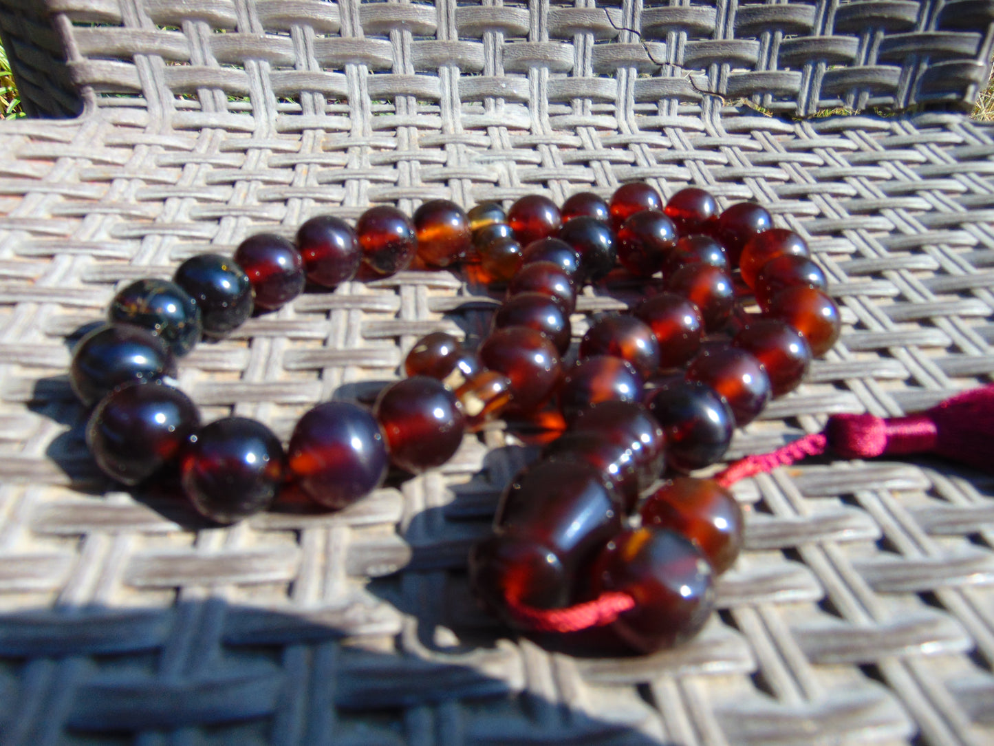 97 gr Big Tasbih Mesbah Rosary 33+2 Beads 18 mm Indonesian Cherry Red Amber for Healing Collection TB16i2