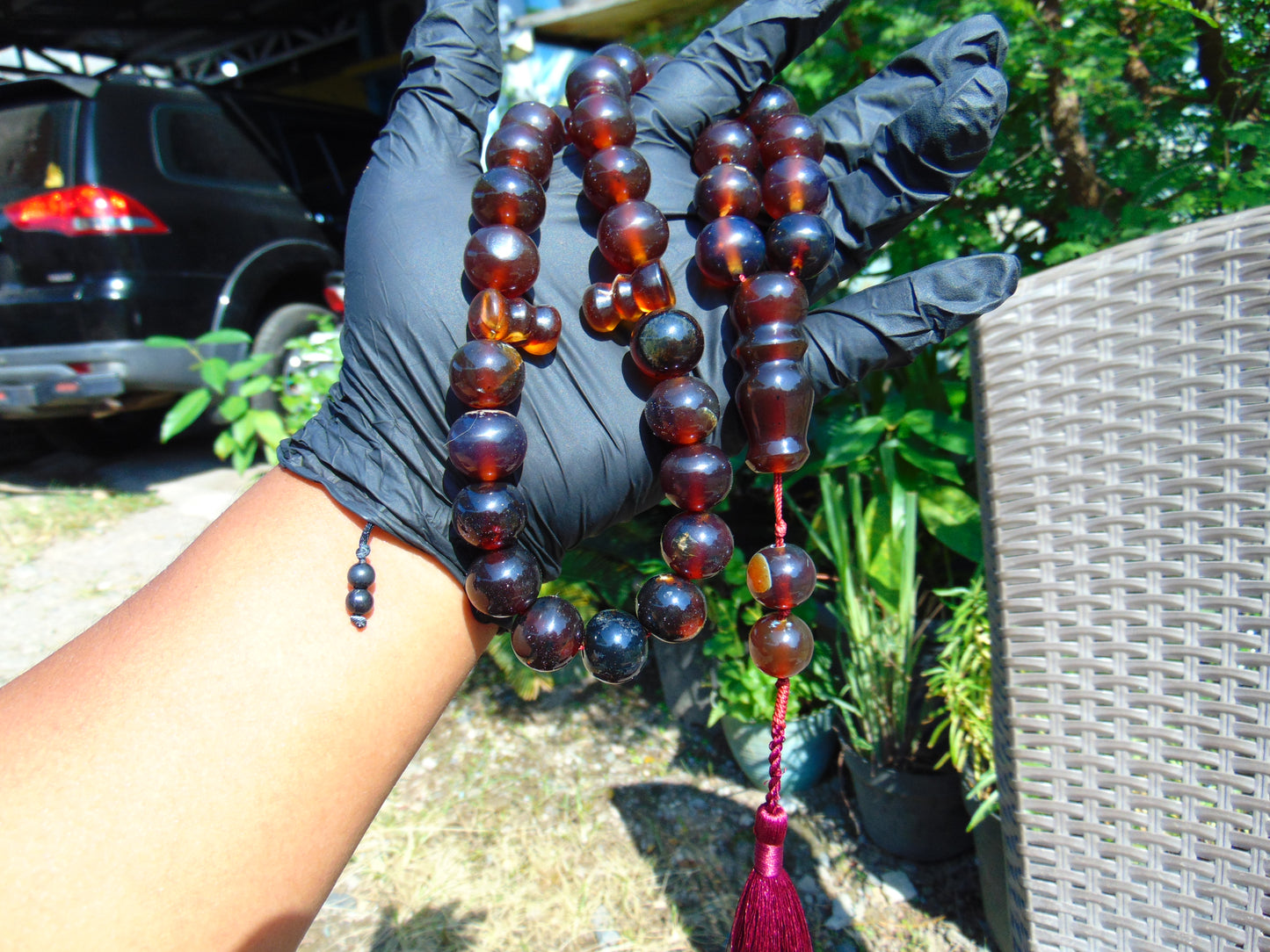 97 gr Big Tasbih Mesbah Rosary 33+2 Beads 18 mm Indonesian Cherry Red Amber for Healing Collection TB16i2