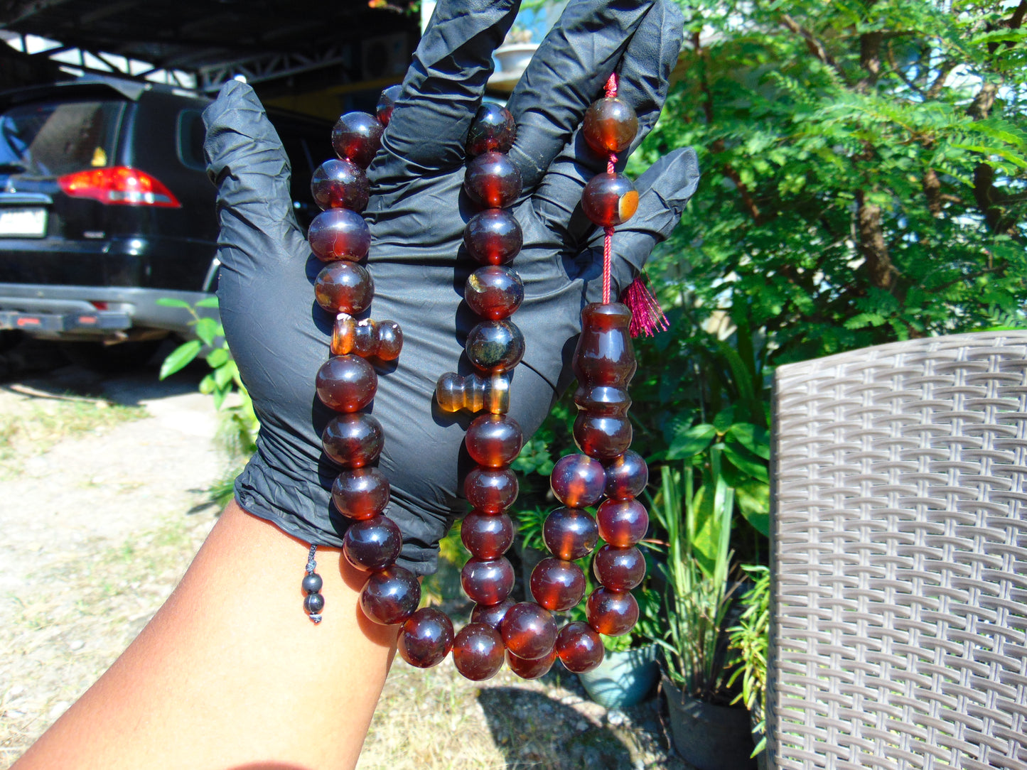 97 gr Big Tasbih Mesbah Rosary 33+2 Beads 18 mm Indonesian Cherry Red Amber for Healing Collection TB16i2