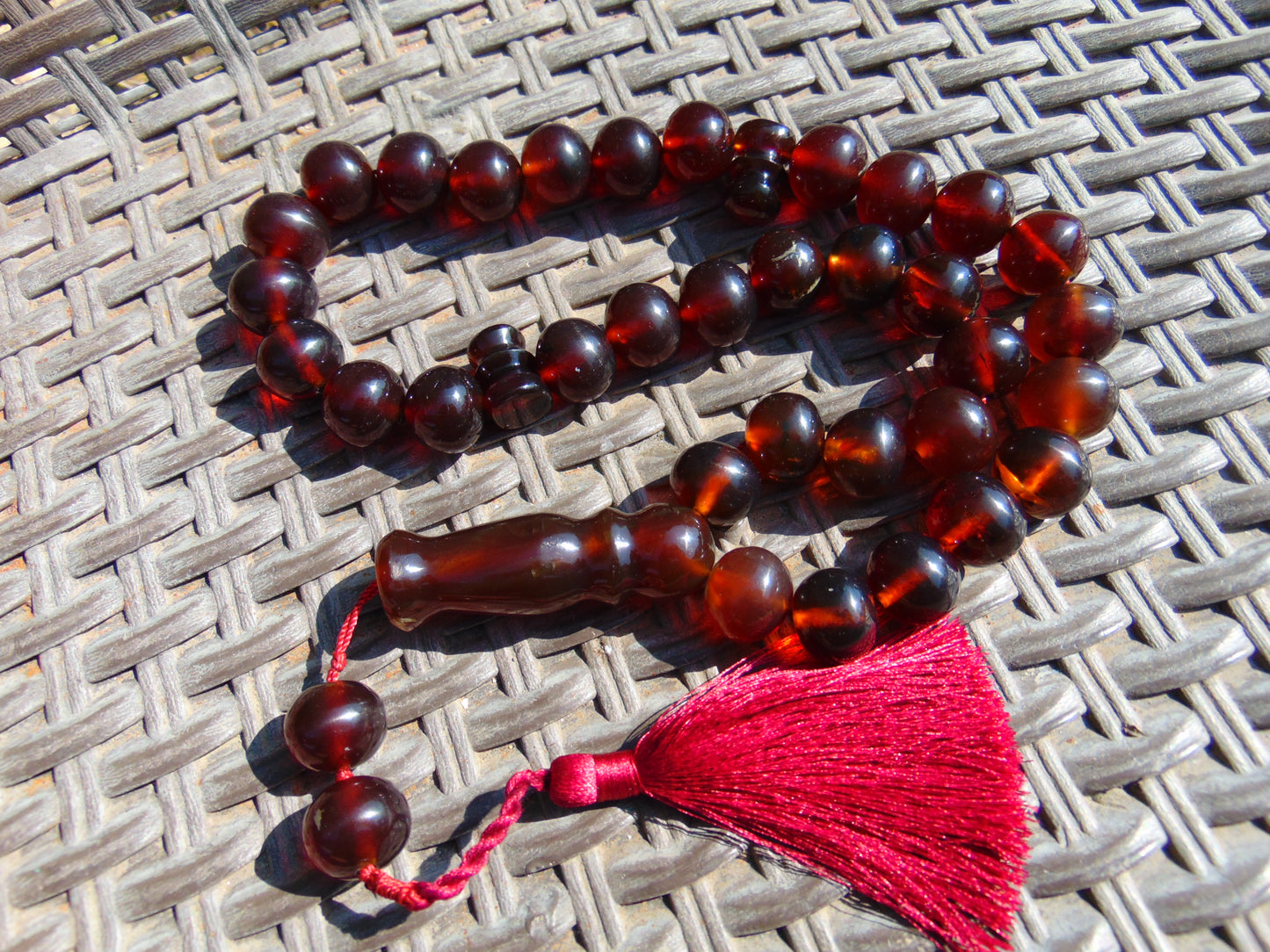 110 gr Big Tasbih Mesbah Rosary 33+2 Beads 18 mm Indonesian Cherry Red Amber for Healing Collection TB17i13