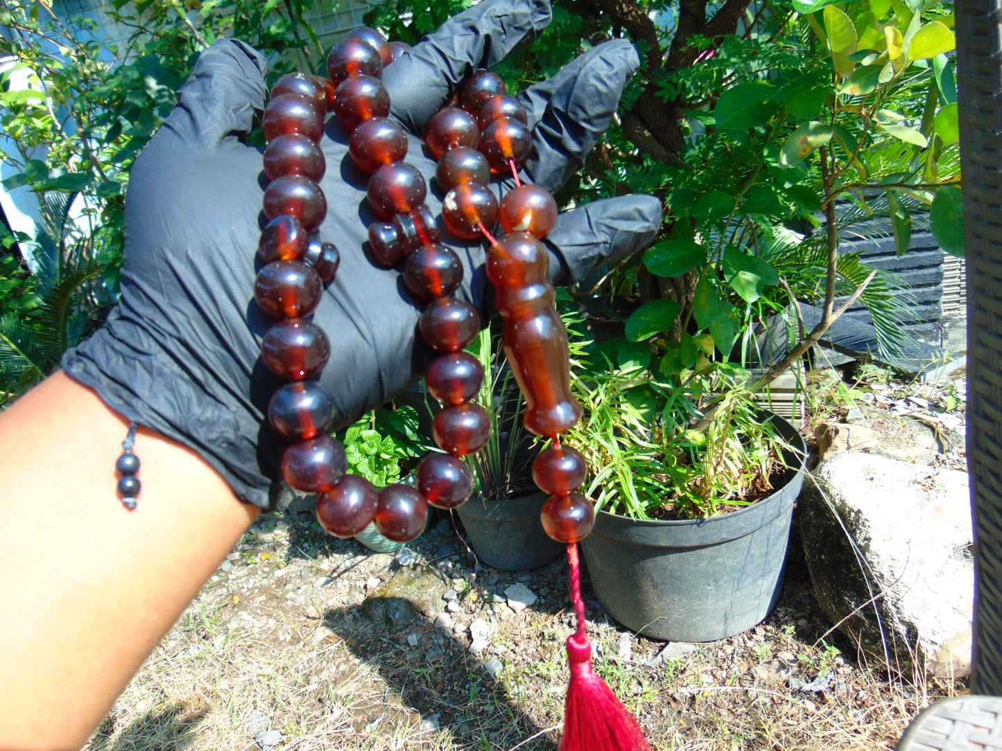110 gr Big Tasbih Mesbah Rosary 33+2 Beads 18 mm Indonesian Cherry Red Amber for Healing Collection TB17i13