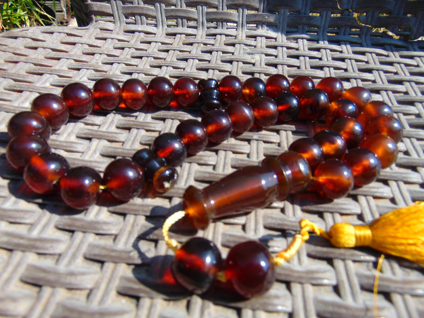 102 gr Big Tasbih Mesbah Rosary 33+2 Beads 18 mm Indonesian Cherry Red Amber for Healing Collection TB17i12