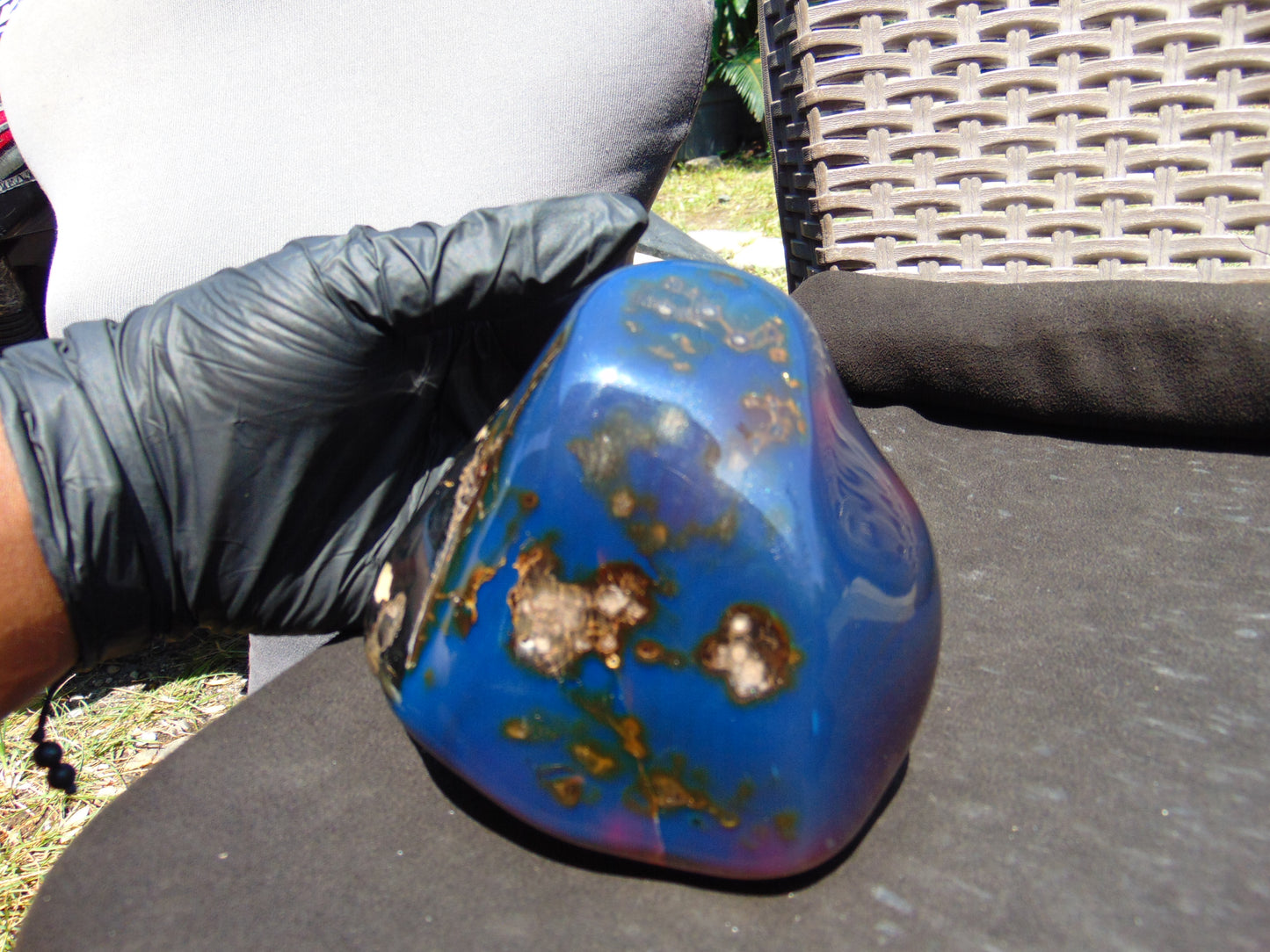 423 gram Full polished Indonesian Blue Amber for Healing ML65