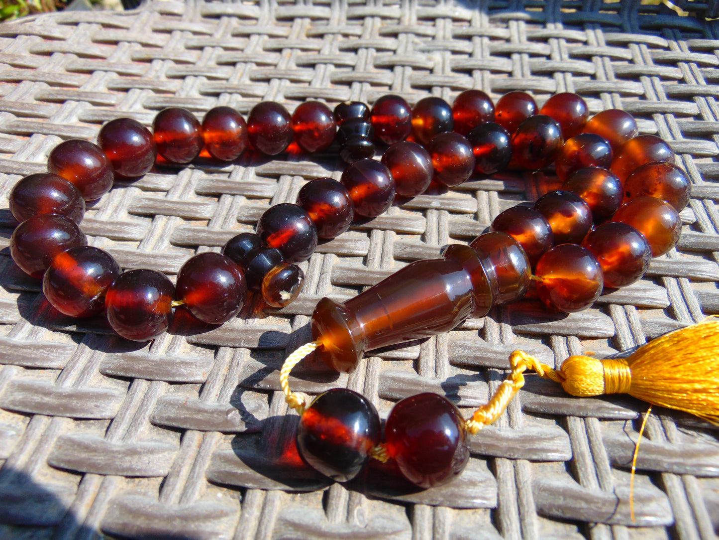 102 gr Big Tasbih Mesbah Rosary 33+2 Beads 18 mm Indonesian Cherry Red Amber for Healing Collection TB17i12