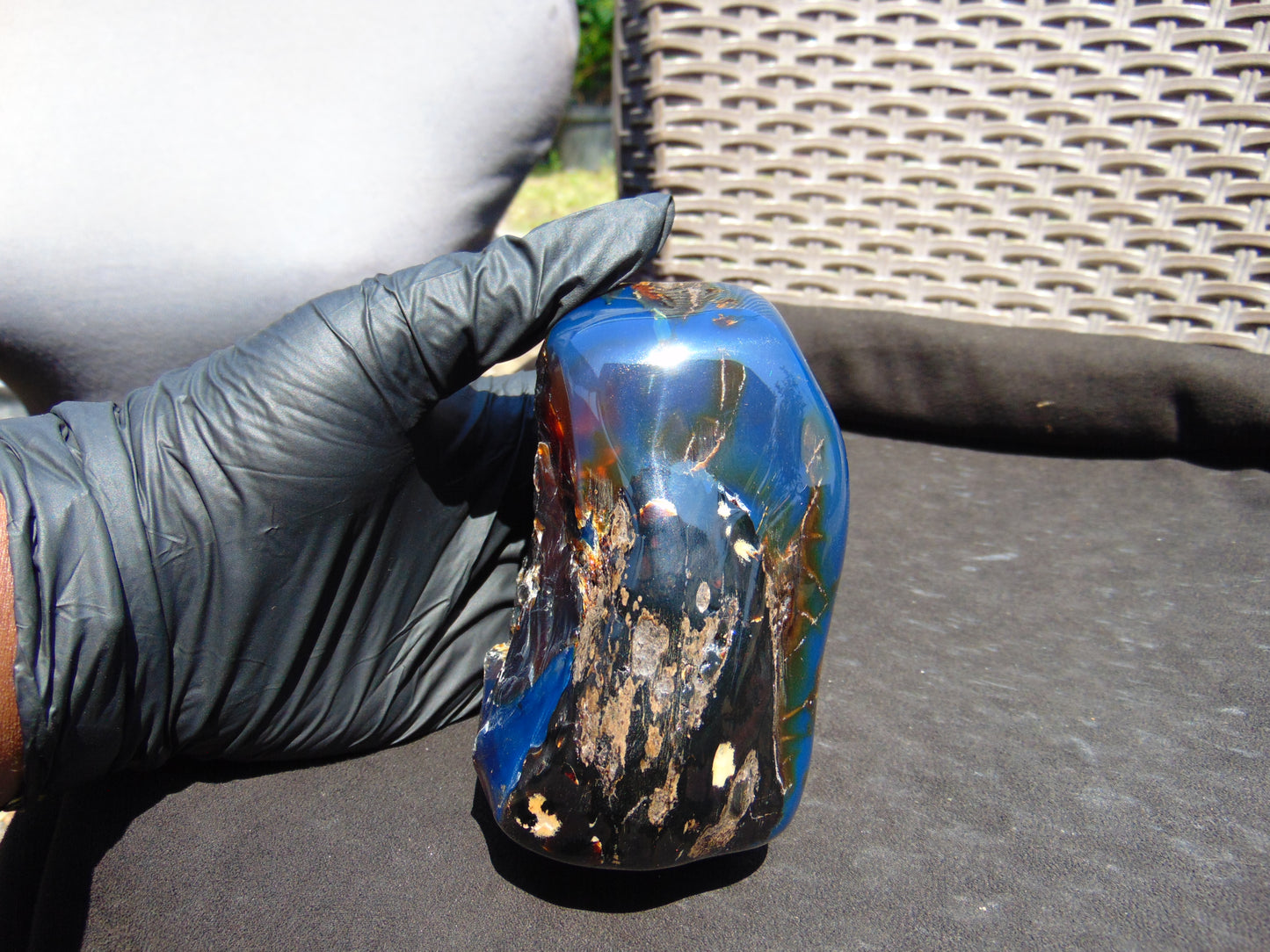 423 gram Full polished Indonesian Blue Amber for Healing ML65