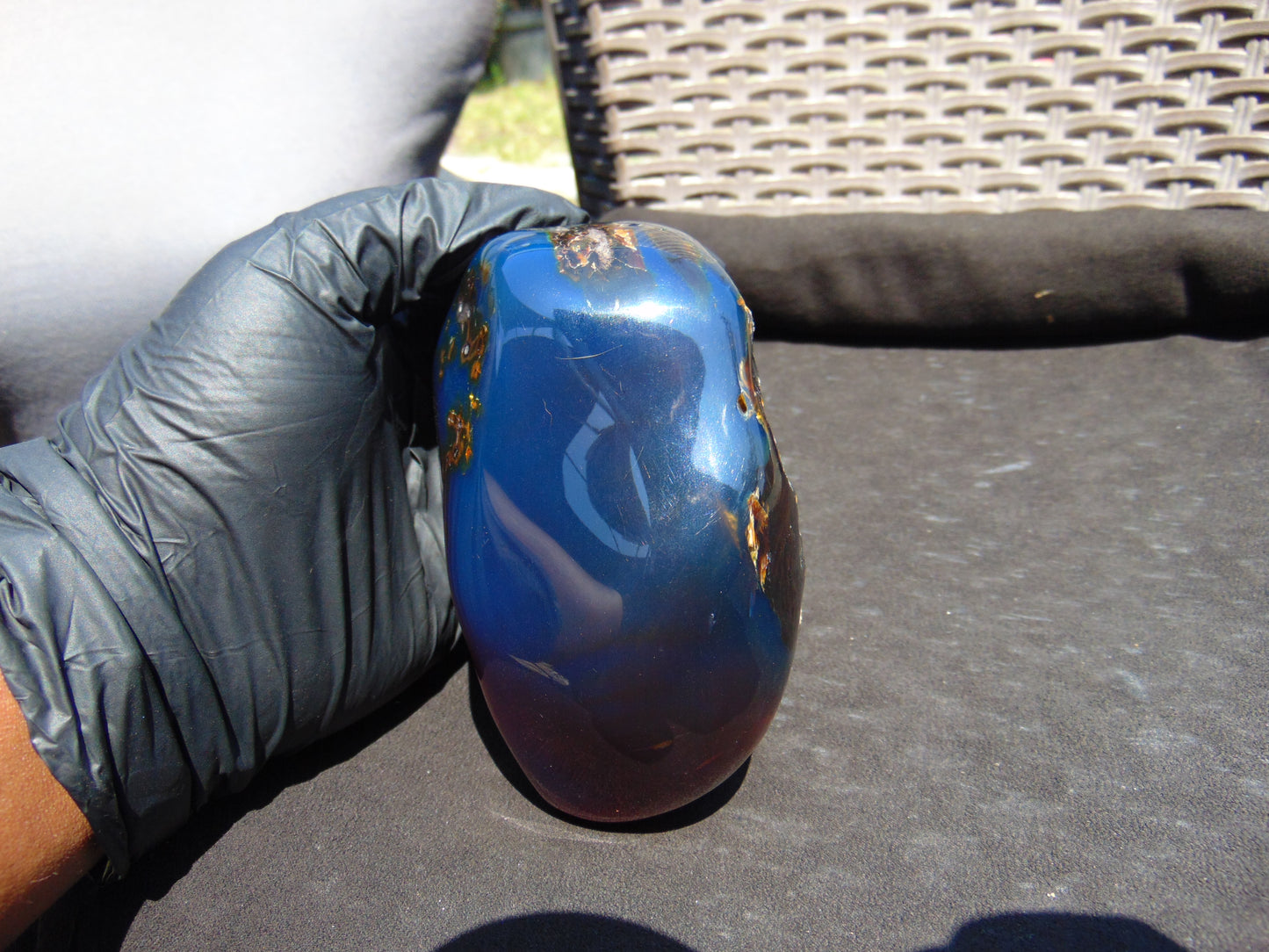 423 gram Full polished Indonesian Blue Amber for Healing ML65